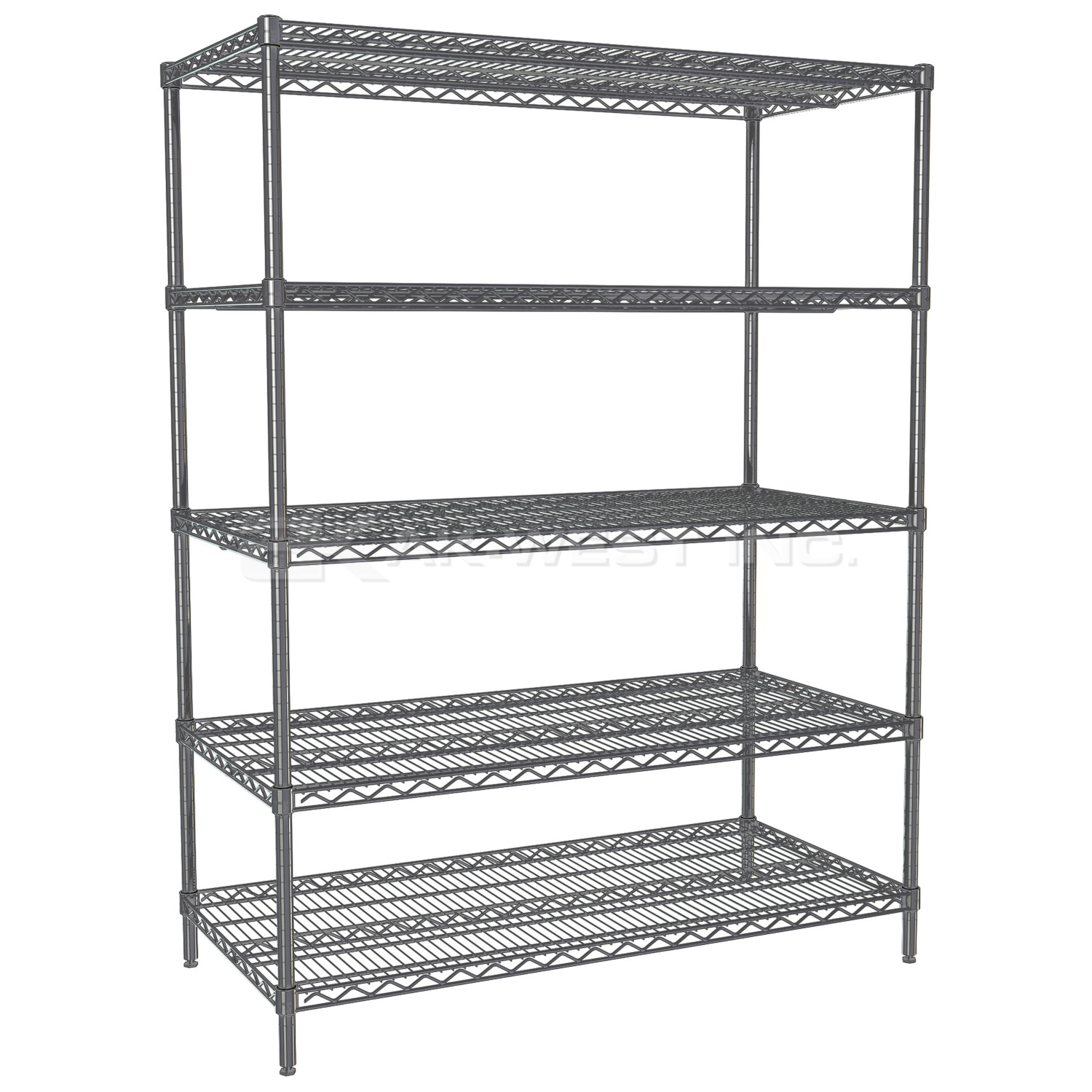Grey, 24"D x 48"W x 74"H, 5 Shelf, Wire Shelving Starter Kit