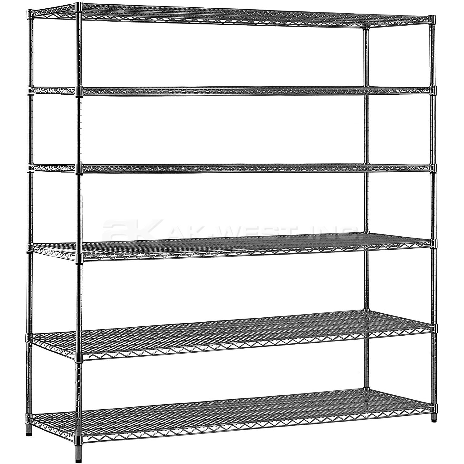 Grey, 24"D x 60"W x 74"H, 6 Shelf, Wire Shelving Starter Kit
