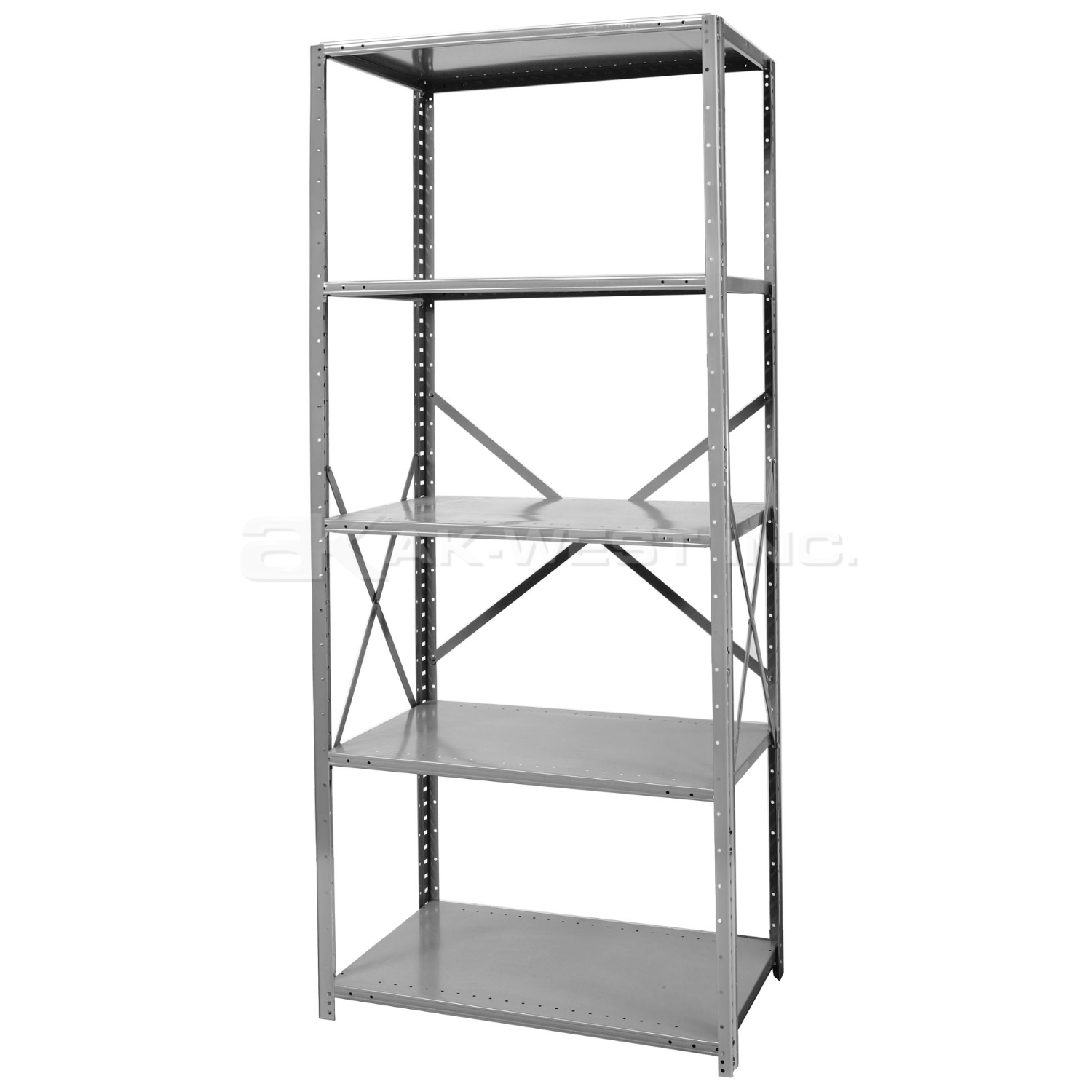 Grey, Heavy-Duty, 18" x 36" x 79" Free Standing, Open 5 Shelf Steel Shelf Kit