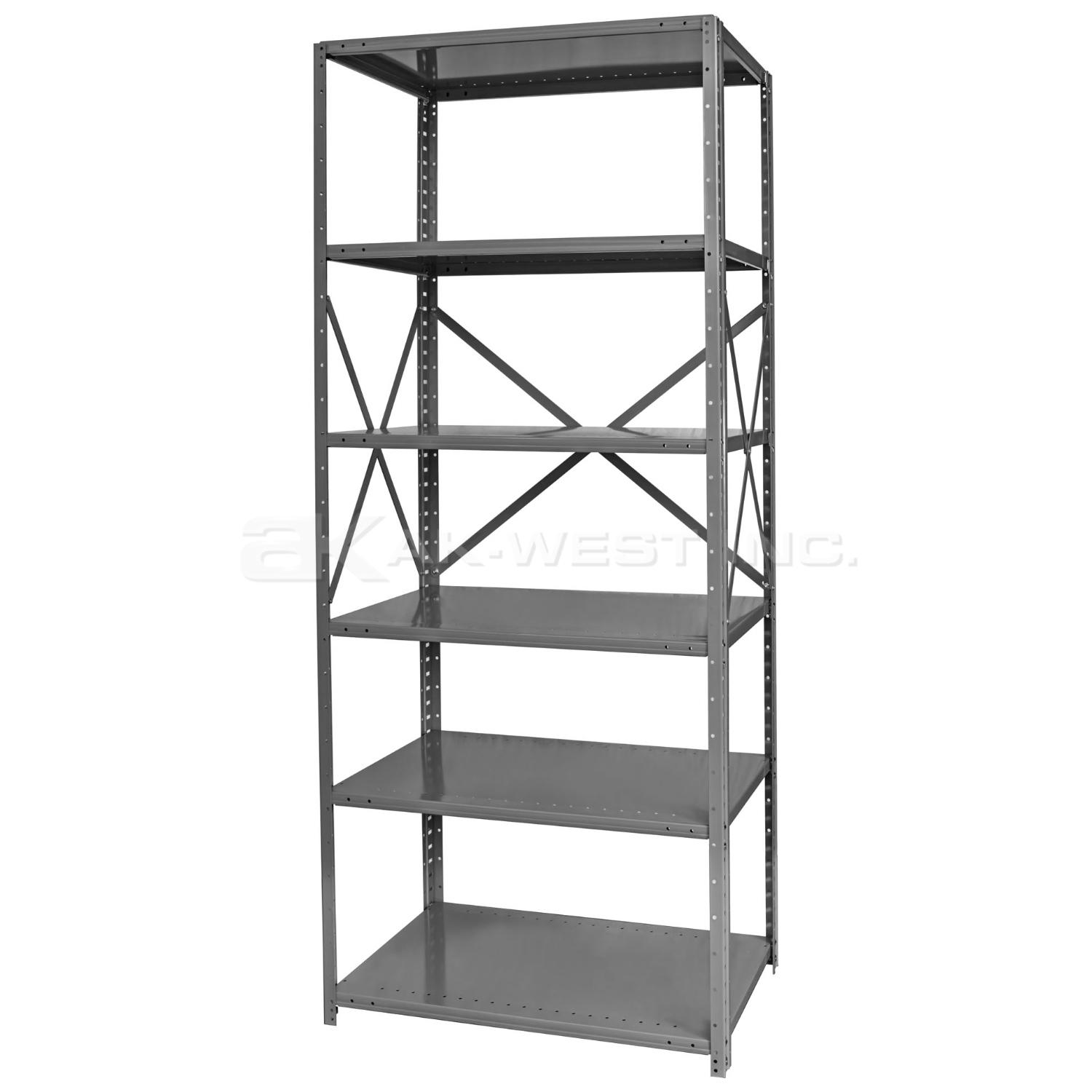 Grey, Heavy-Duty, 18" x 36" x 79" Free Standing, Open 6 Shelf Steel Shelf Kit