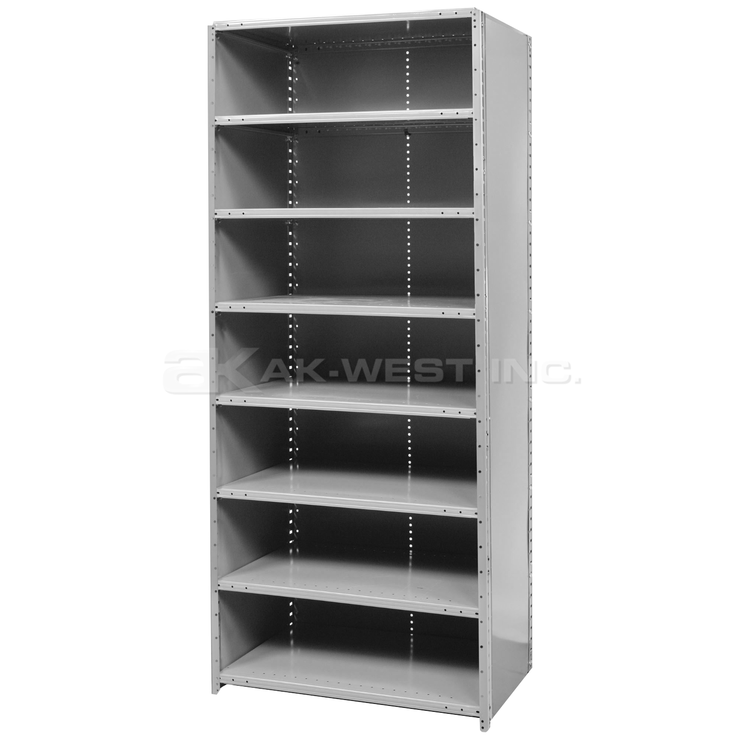Grey, Heavy-Duty, 18" x 36" x 79" Free Standing, Closed 8 Shelf Steel Shelf Kit