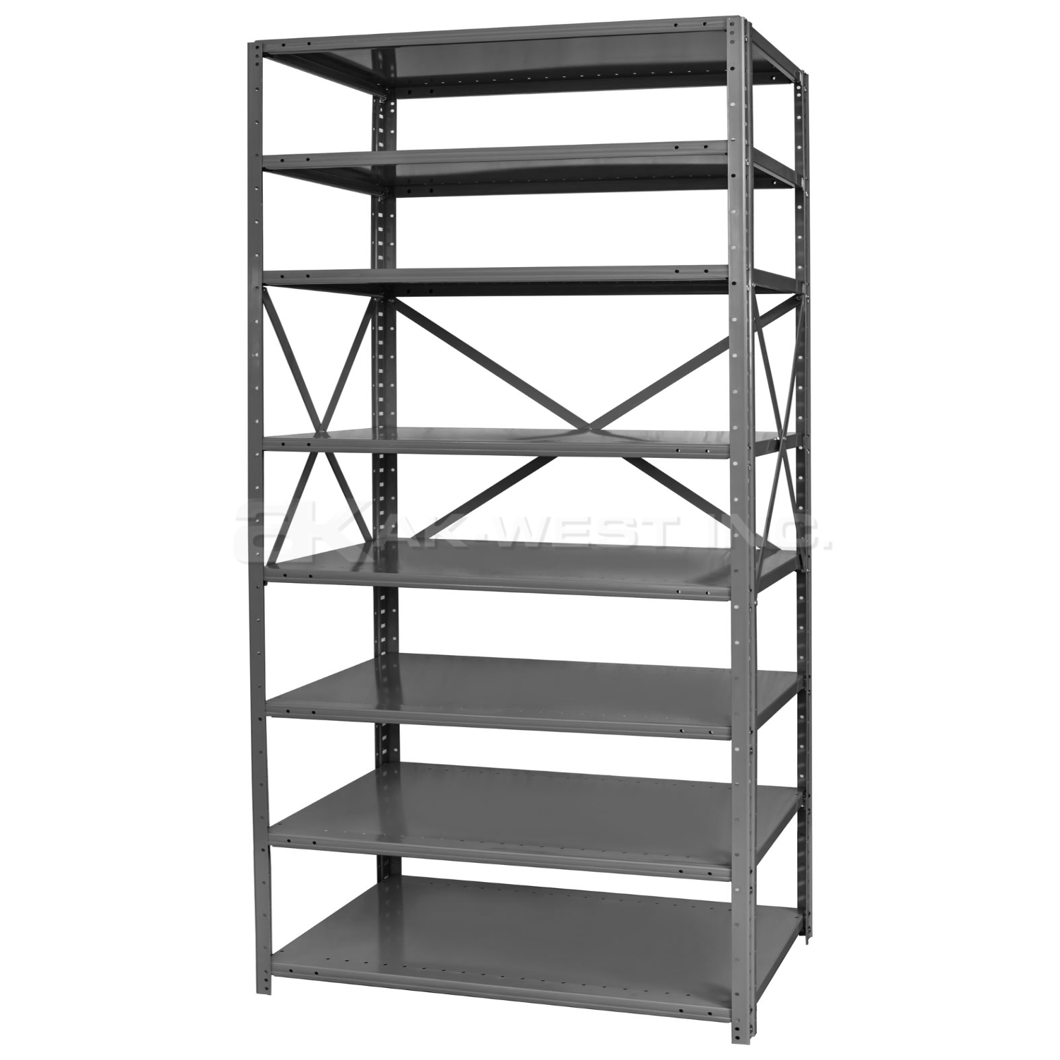 Grey, Heavy-Duty, 18" x 48" x 79" Free Standing, Open 8 Shelf Steel Shelf Kit