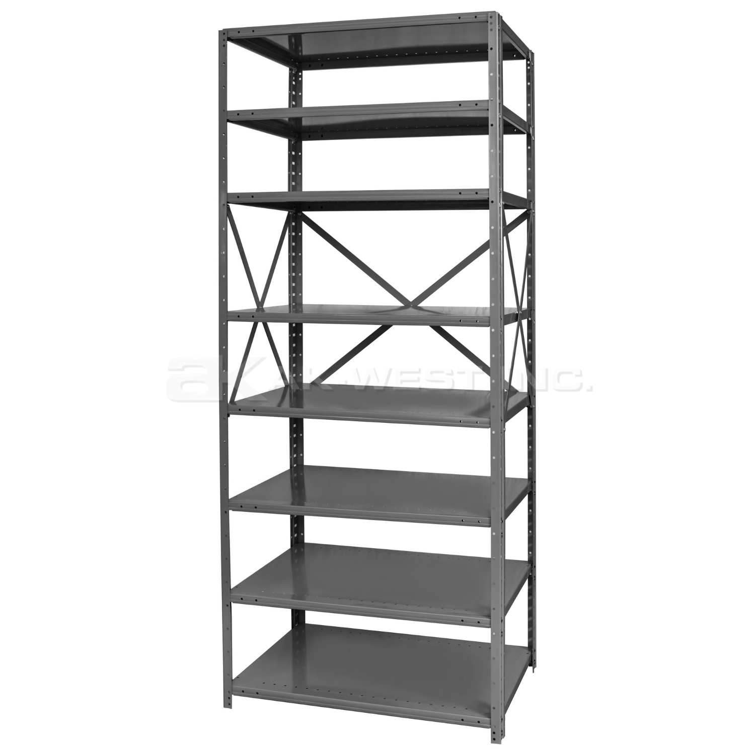 Grey, Heavy-Duty, 24" x 36" x 79" Free Standing, Open 8 Shelf Steel Shelf Kit