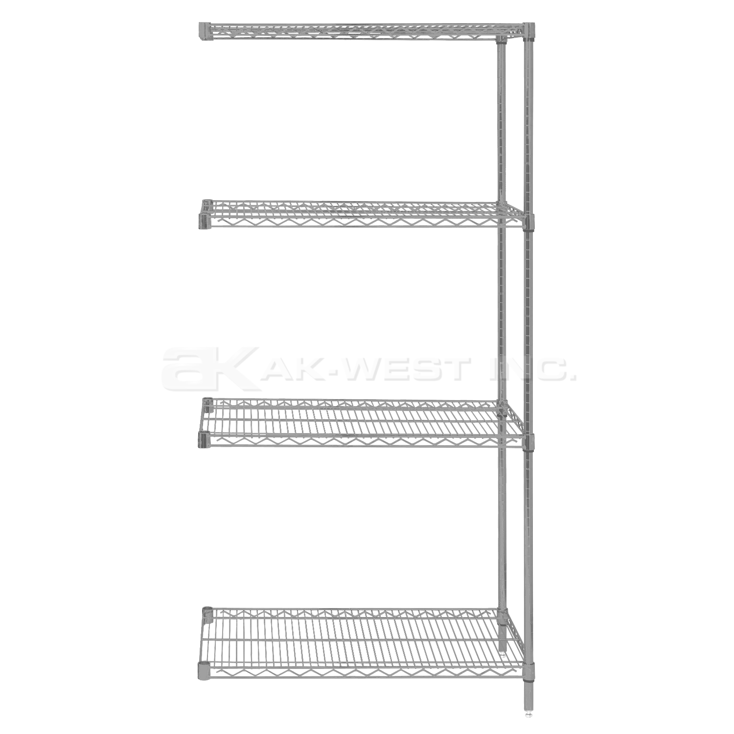 Chrome, 12"D x 36"W x 86"H, 4 Shelf, Wire Shelving Adder Kit