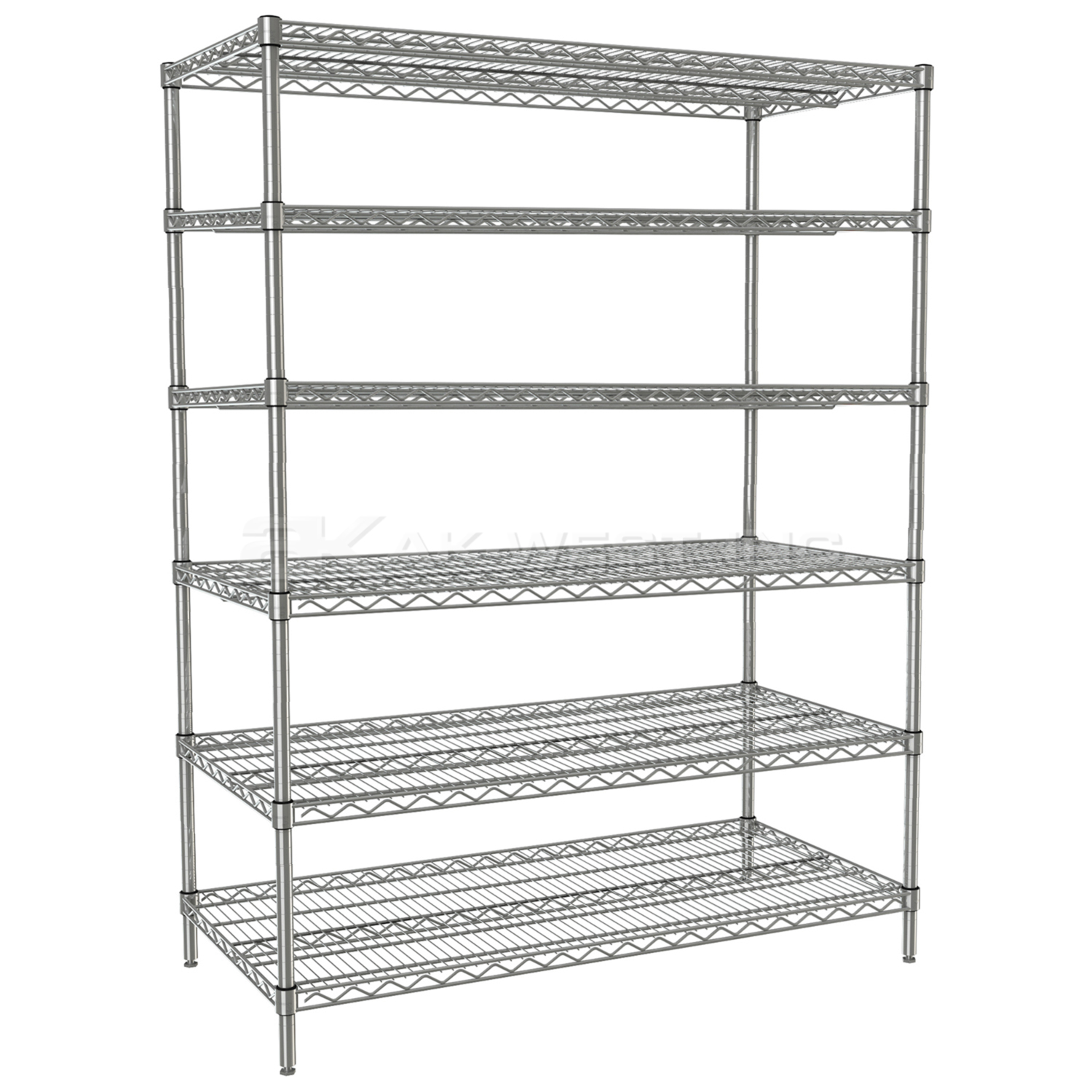 Chrome, 18"D x 48"W x 86"H, 6 Shelf, Wire Shelving Starter Kit
