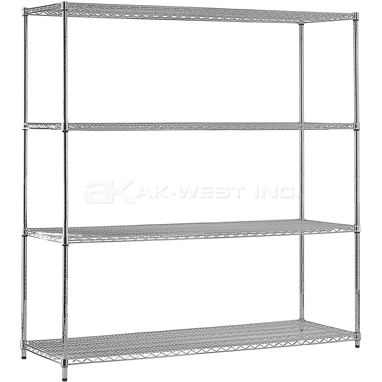 Chrome, 18"D x 60"W x 86"H, 4 Shelf, Wire Shelving Starter Kit