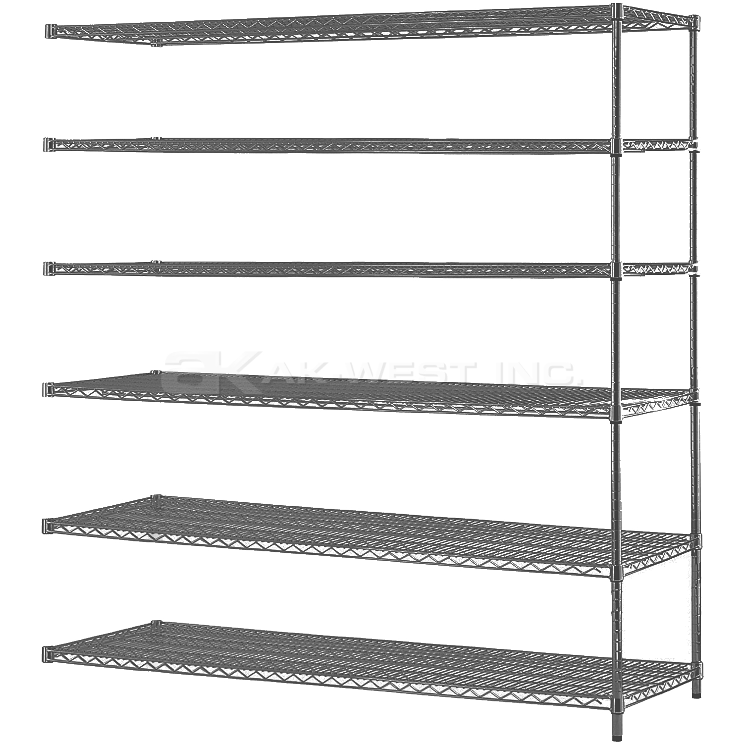 Grey, 18"D x 72"W x 86"H, 5 Shelf, Wire Shelving Adder Kit
