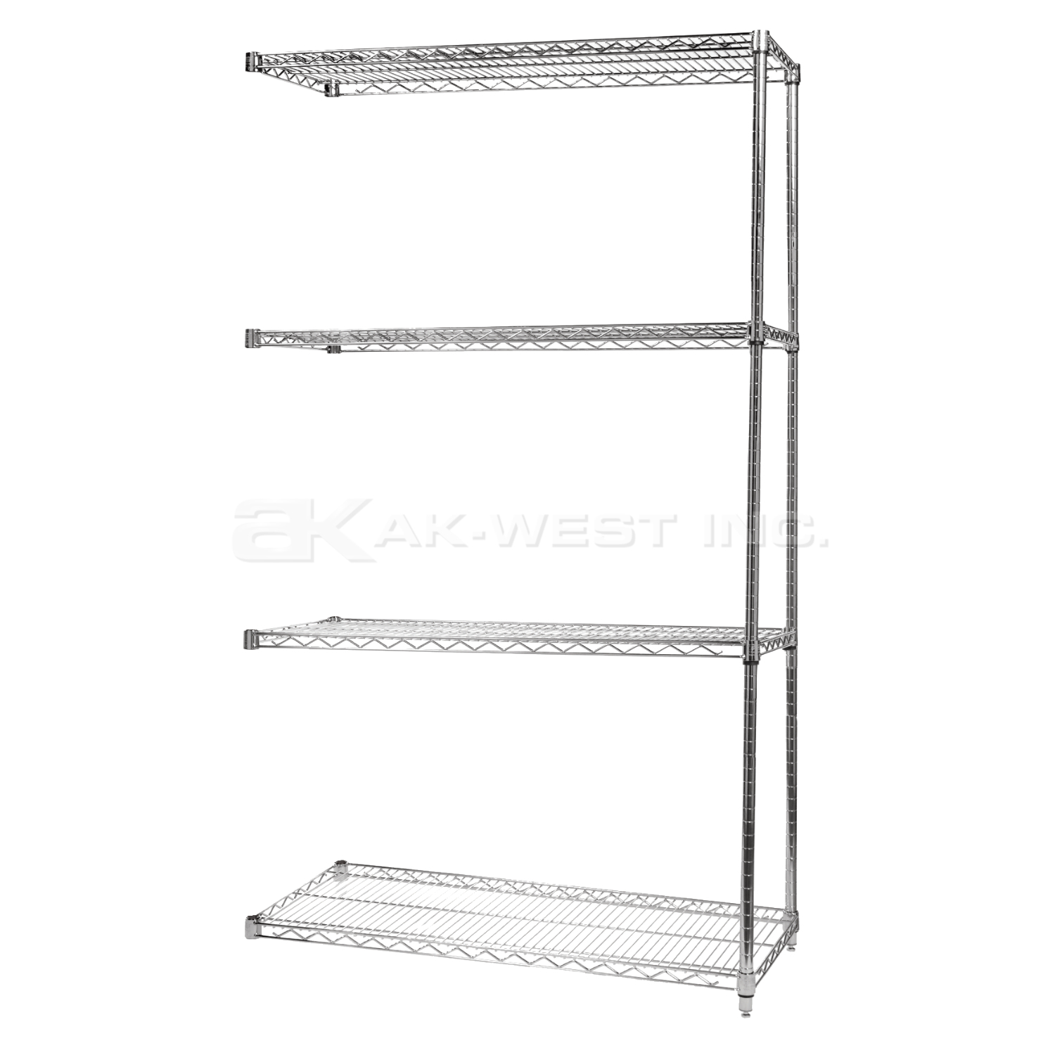 Chrome, 12"D x 48"W x 96"H, 4 Shelf, Wire Shelving Adder Kit