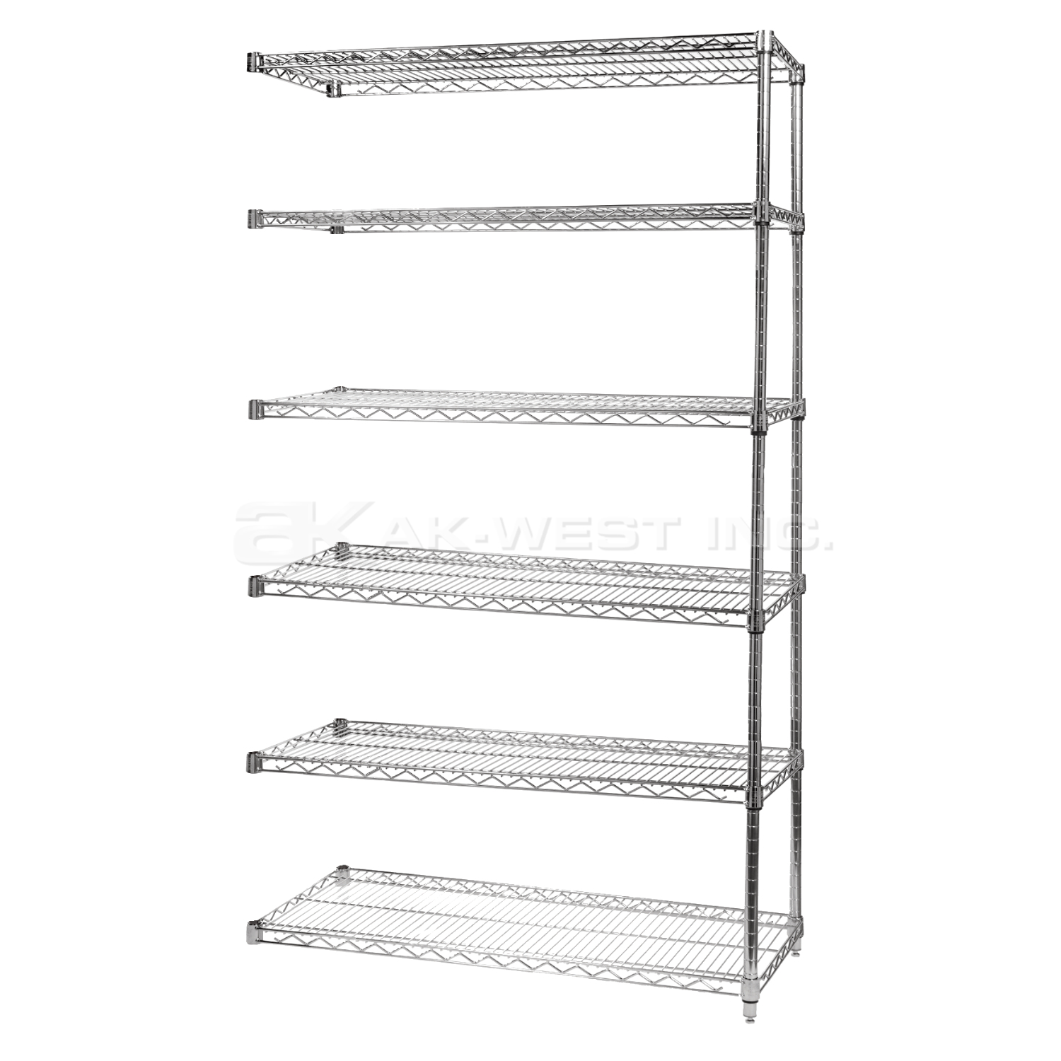 Chrome, 18"D x 48"W x 96"H, 6 Shelf, Wire Shelving Adder Kit