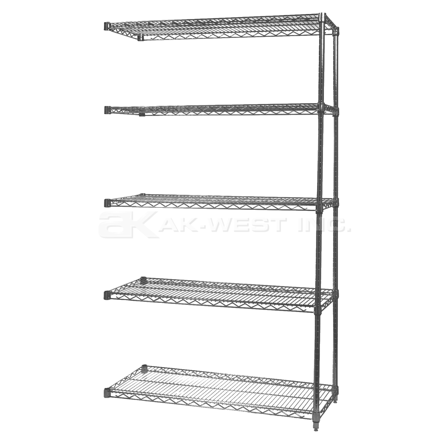 Grey, 24"D x 48"W x 96"H, 5 Shelf, Wire Shelving Adder Kit