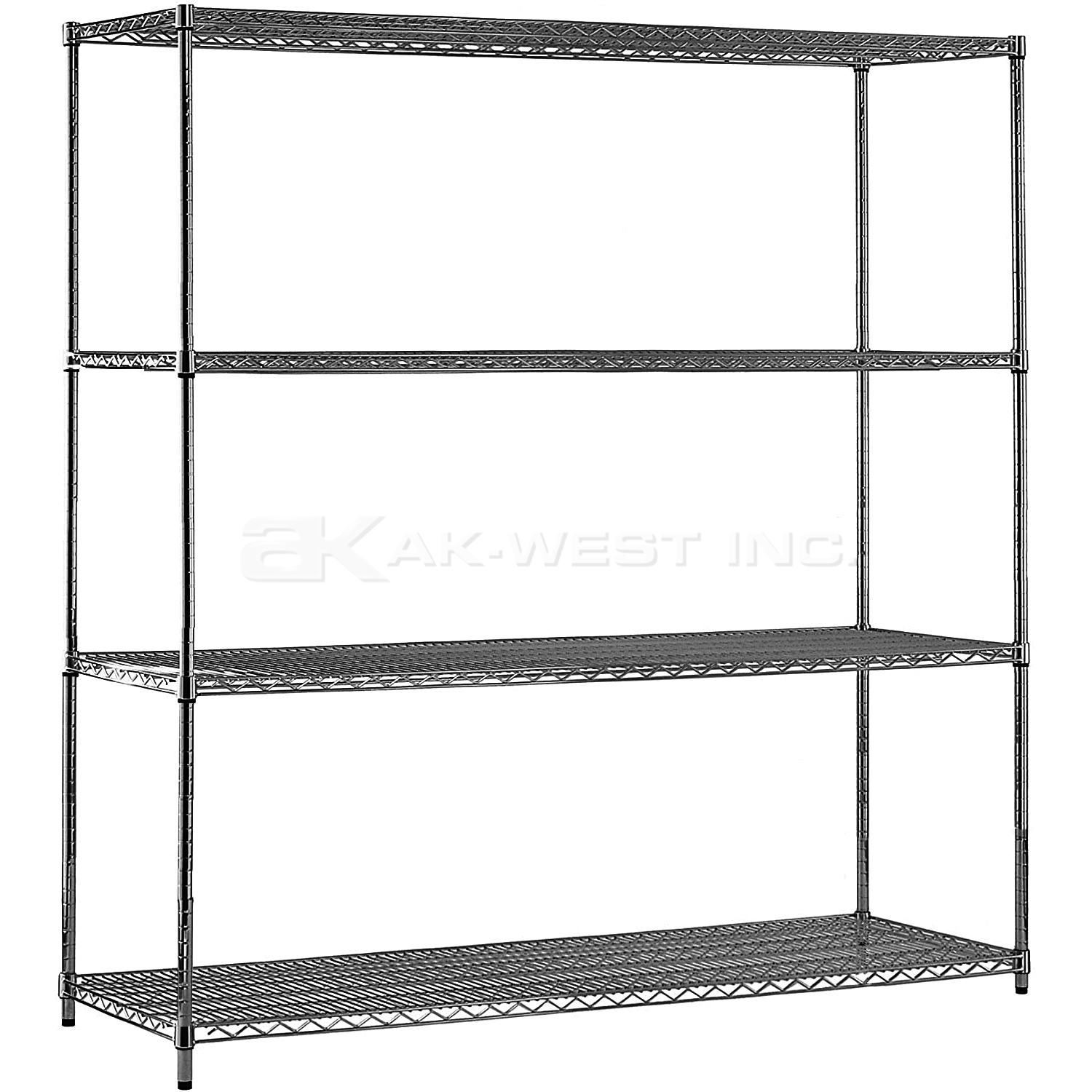 Grey, 24"D x 72"W x 96"H, 4 Shelf, Wire Shelving Starter Kit