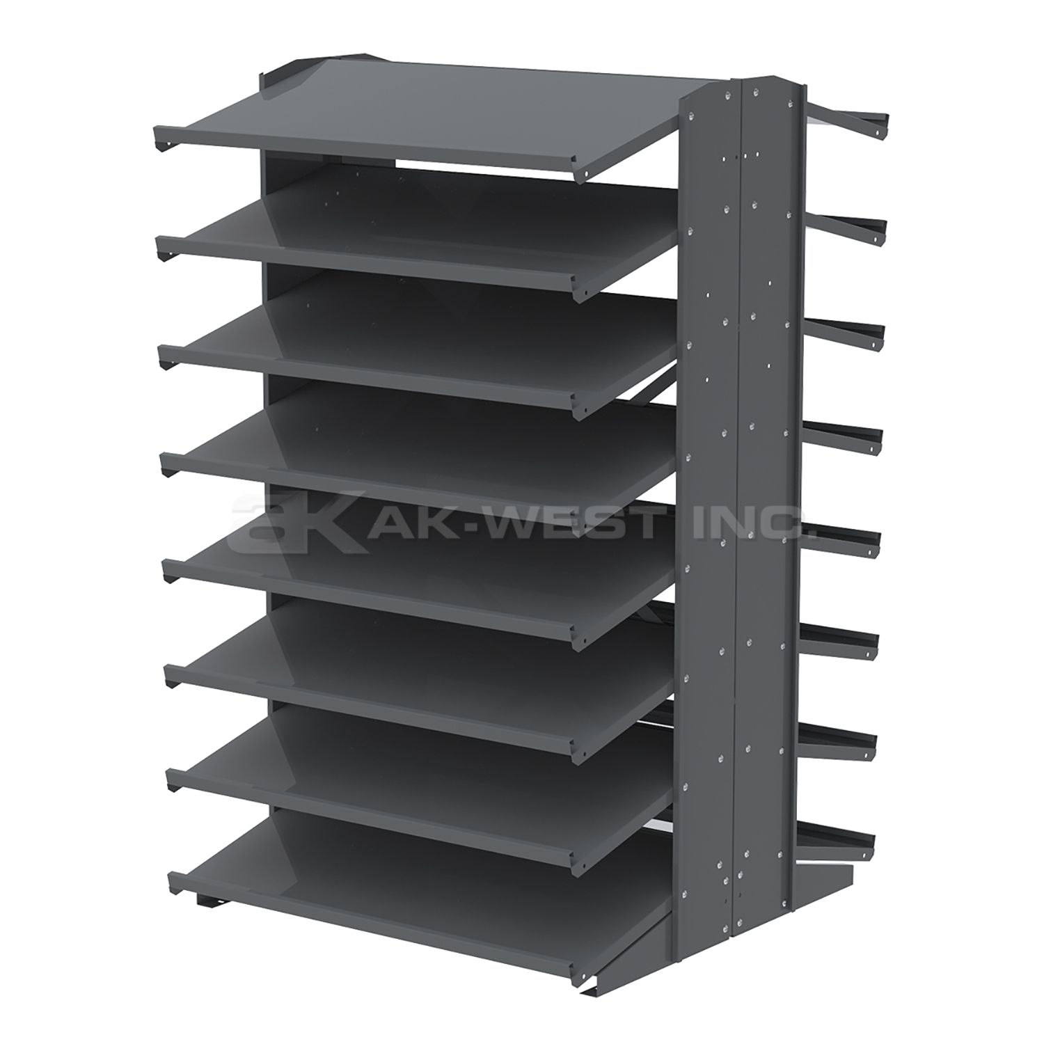 Grey, 18" x 36" x 60" Double Sided Pick Rack