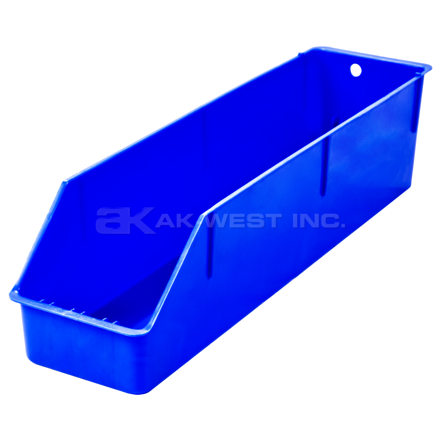 Blue, 24" x 6" x 5", High Visibility Shelf Bin W/ Hole (8 Per Carton)