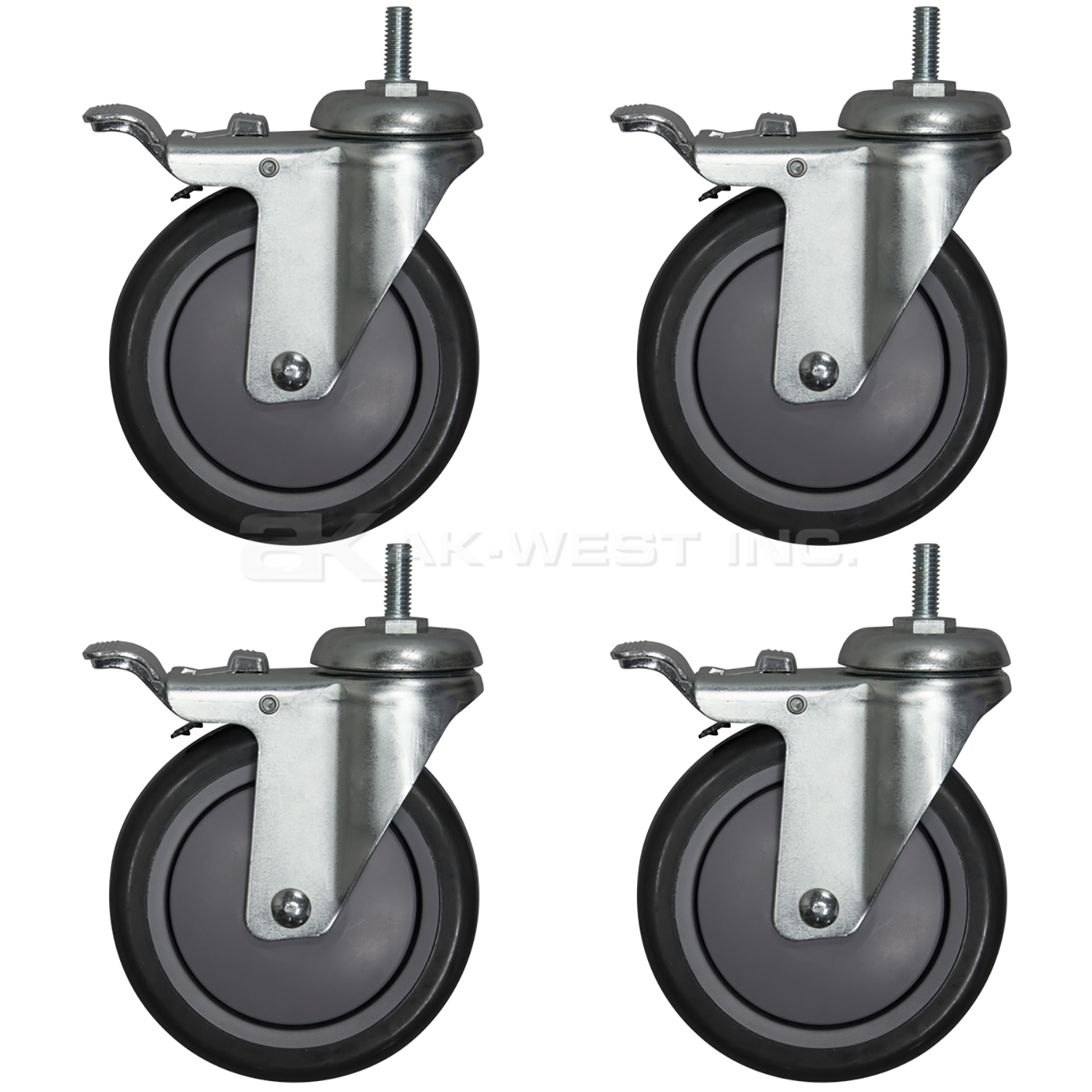Chrome, 5" Casters w/ Brakes (Set of 4)