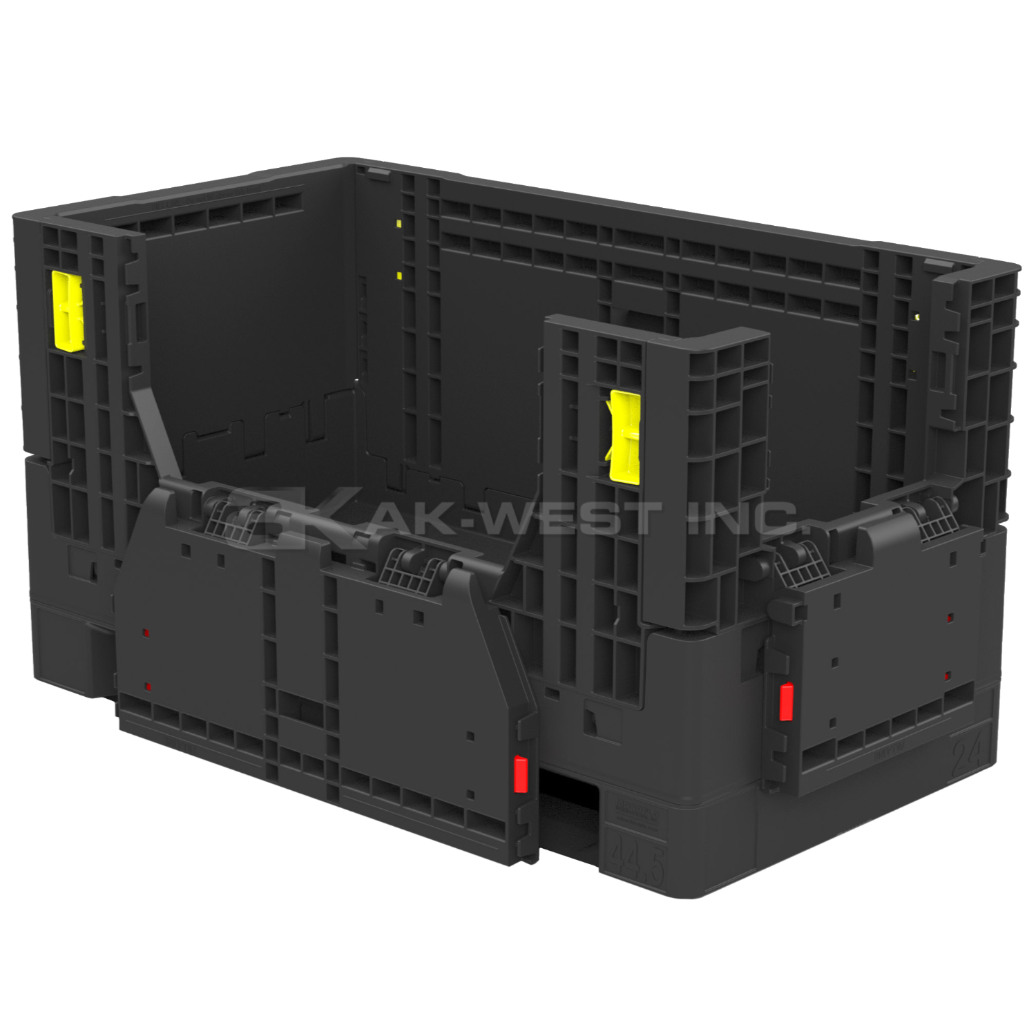 Black, 24" x 44" x 25", Collapsible, 2 Gates, 1800lbs Cap.