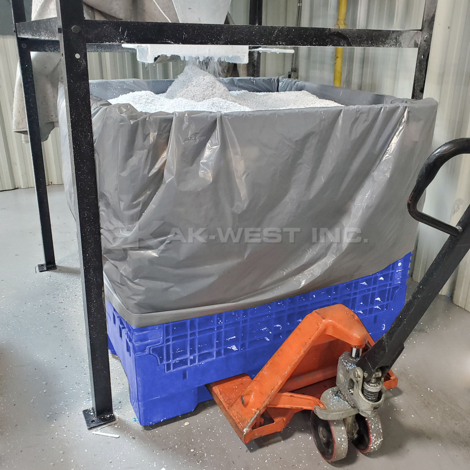 Blue, 48" x 45" x 34", Extra-Duty Bulk Box, 2 Gates, 2500lbs Cap.