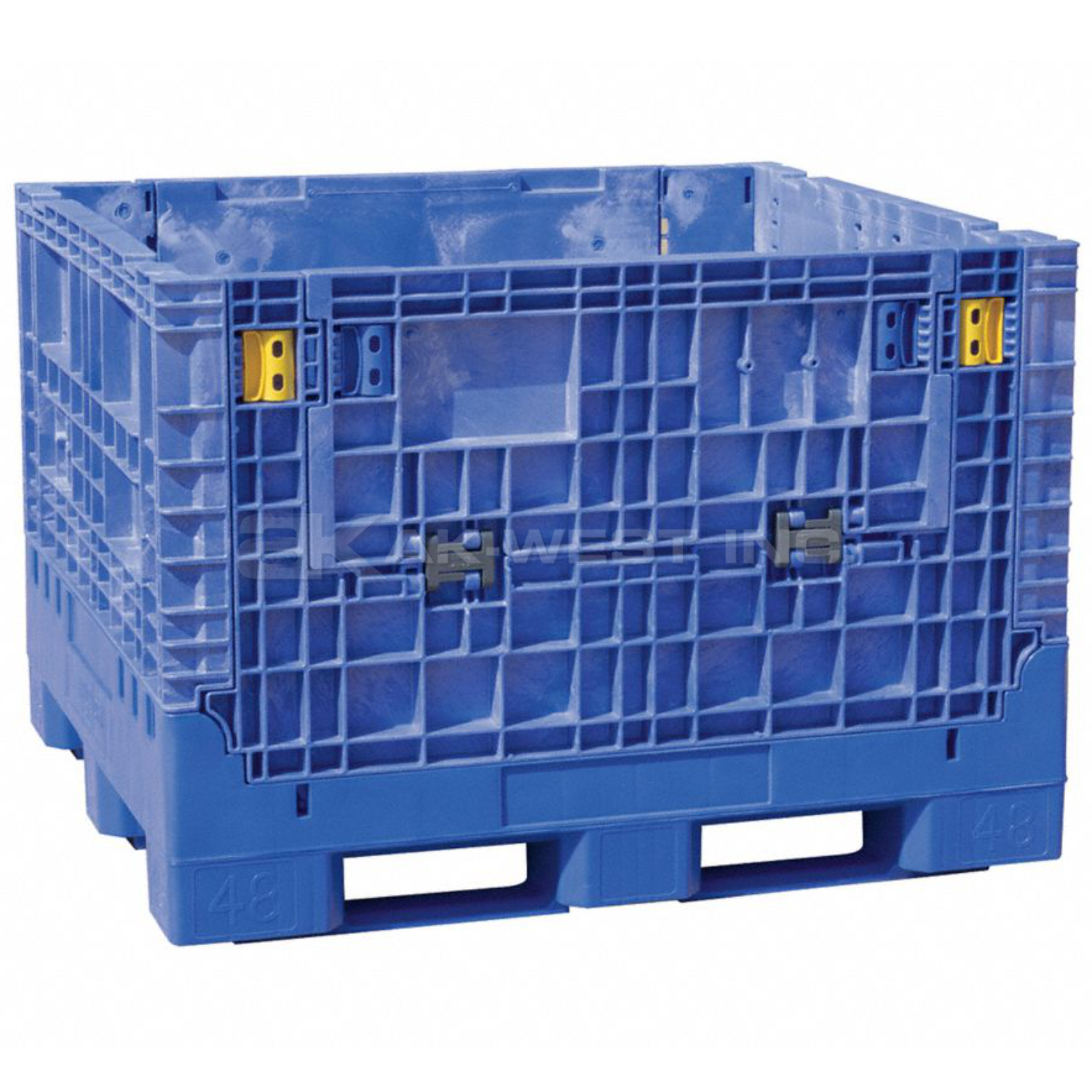 Blue, 48" x 45" x 34", Extra-Duty Bulk Box, 2 Gates, 2500lbs Cap.