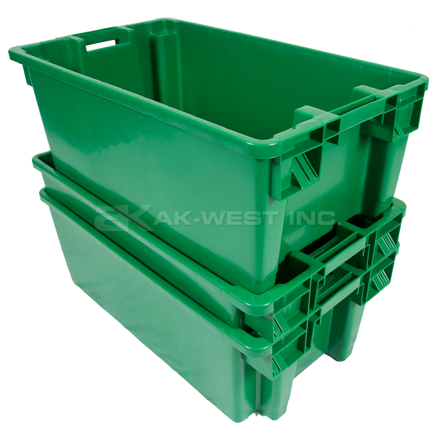 Green, 31" x 18" x 12", Heavy Duty Stack and Nest Container