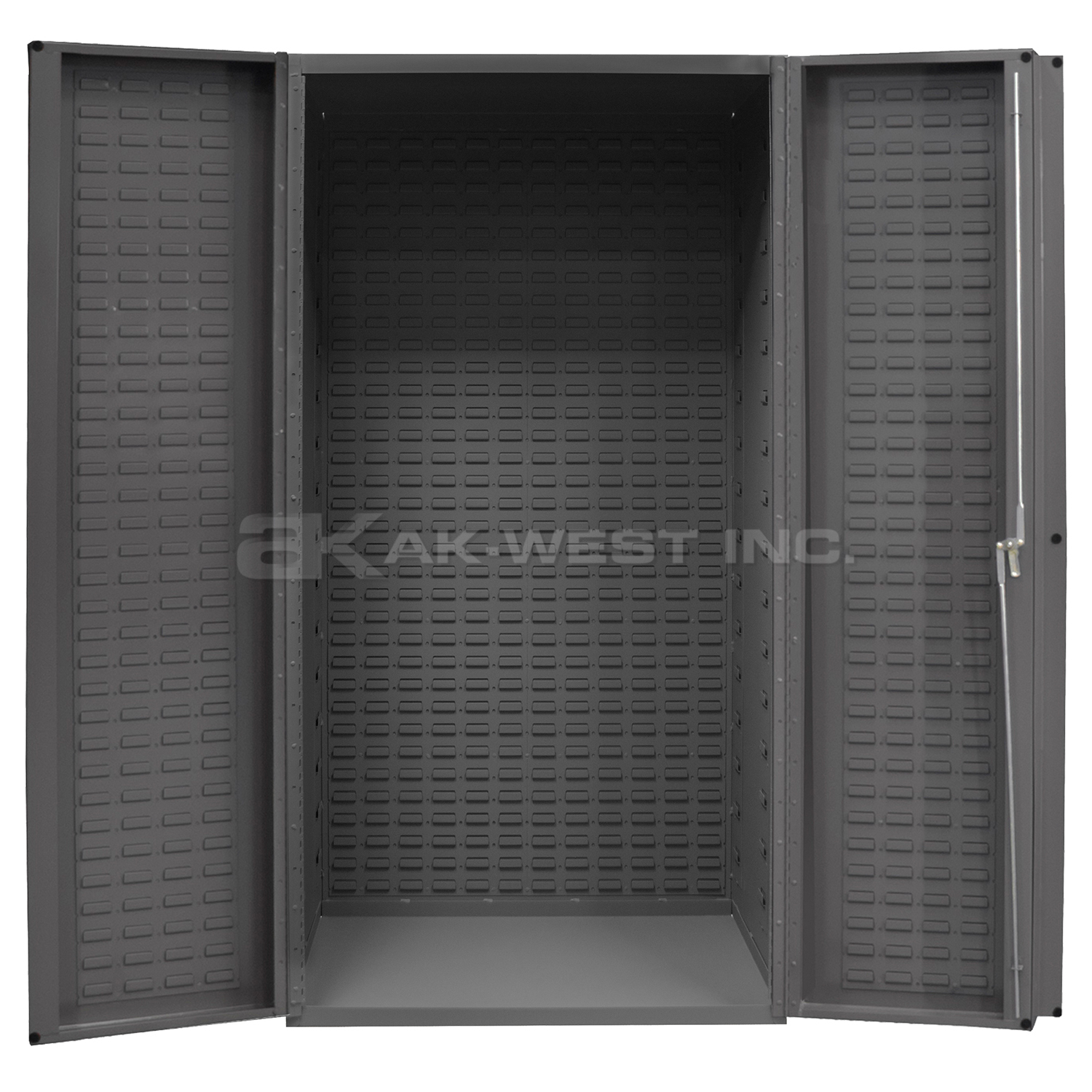 Grey, 36" x 24" x 72" Heavy Duty, 14Ga. Steel, Lockable, 4" Box Door, Customizable Cabinet w/ Louvered Doors and Back