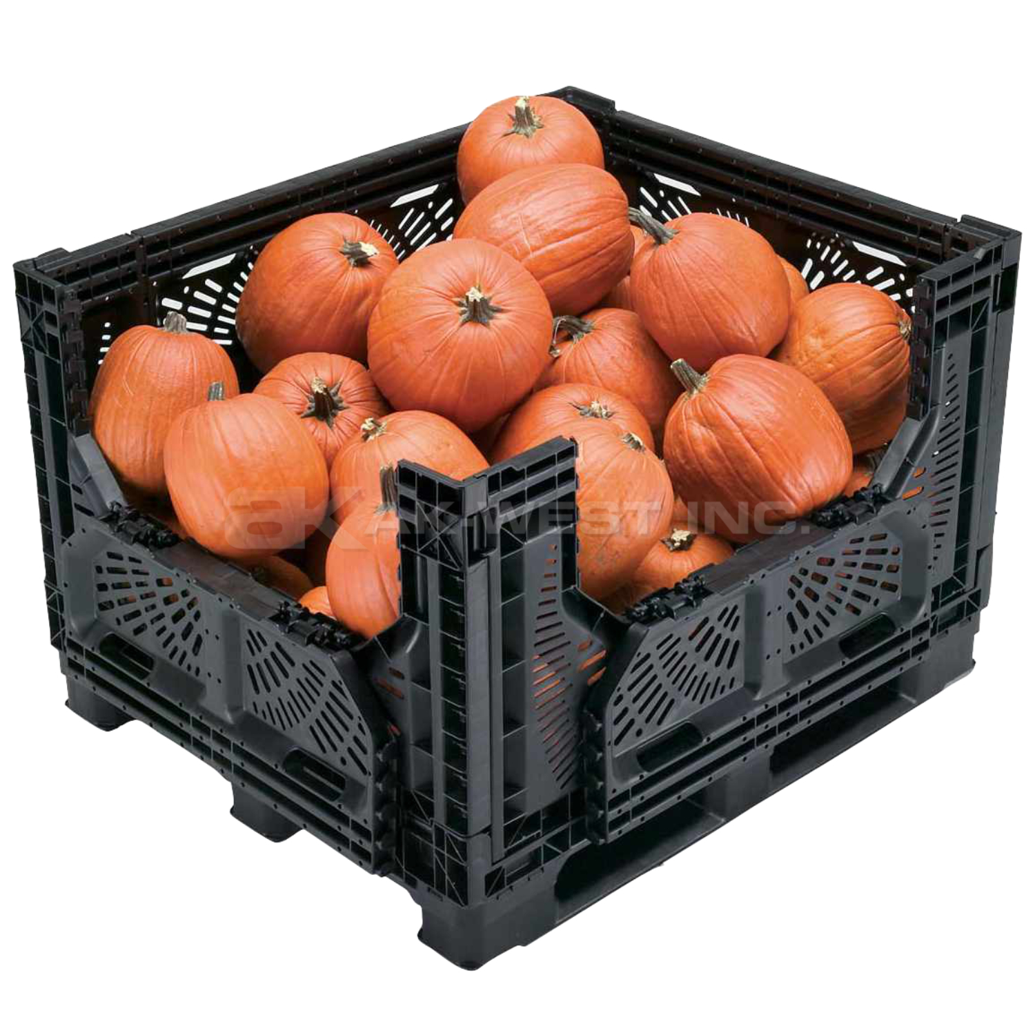 Black, 48" x 40" x 32", Vented Collapsible, 4 Gates, Field Bin Bulk Container