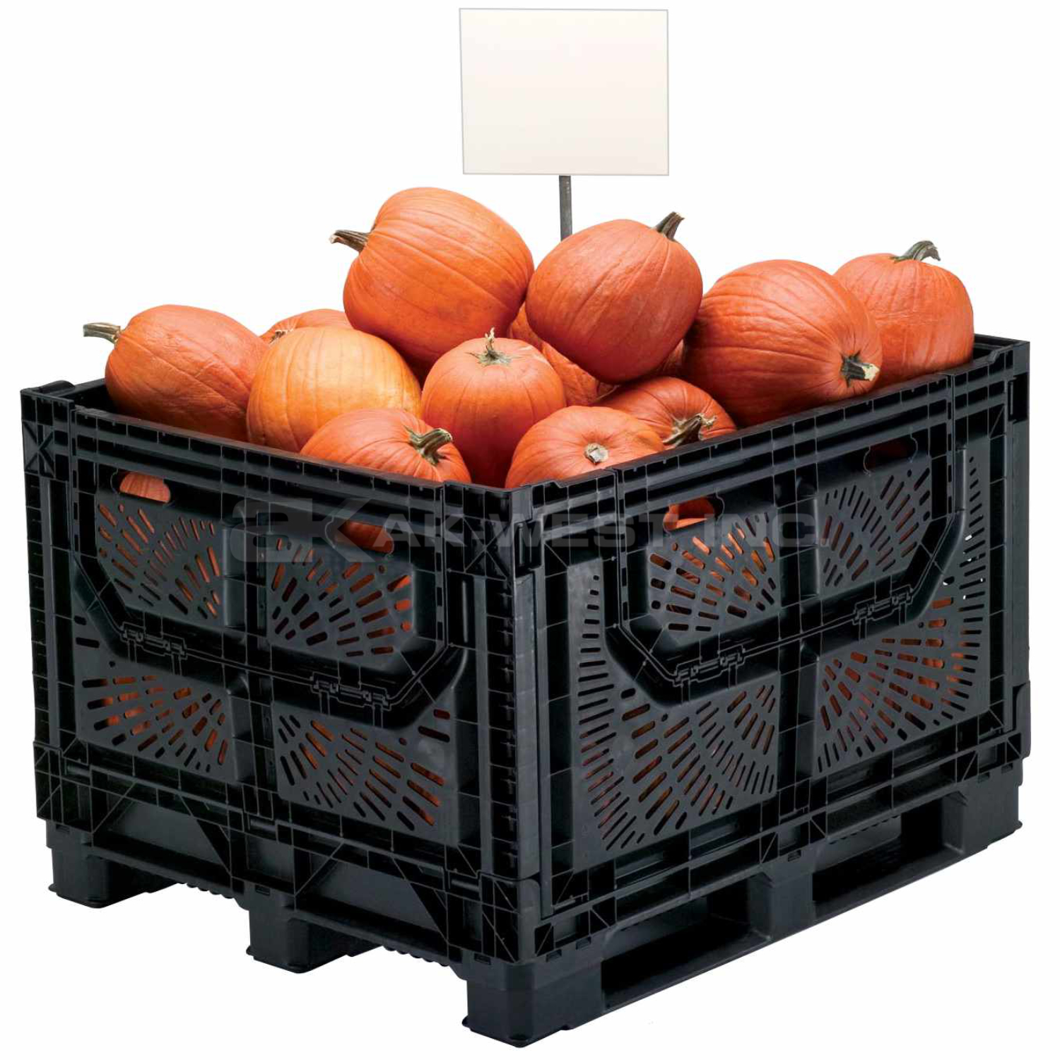 Black, 48" x 40" x 32", Vented Collapsible, 4 Gates, Field Bin Bulk Container