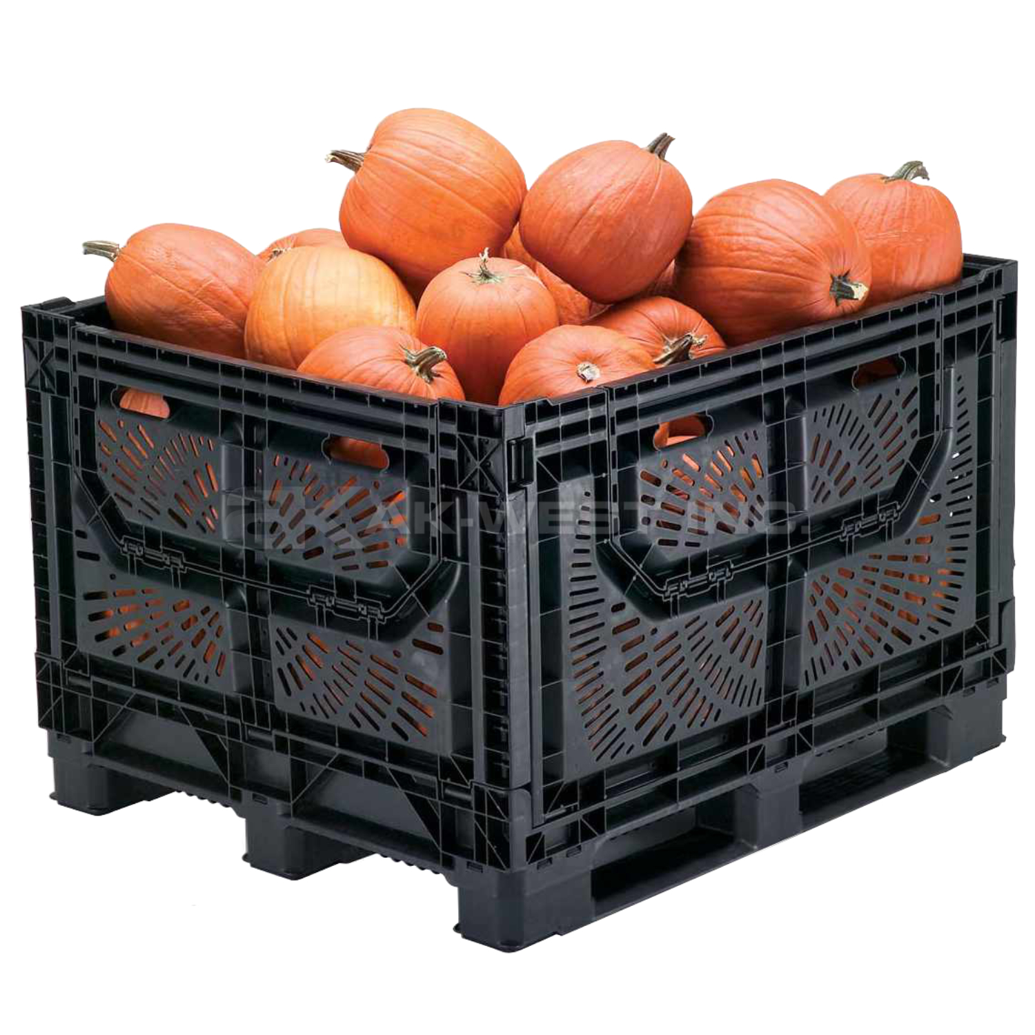 Black, 48" x 40" x 32", Vented Collapsible, 4 Gates, Field Bin Bulk Container