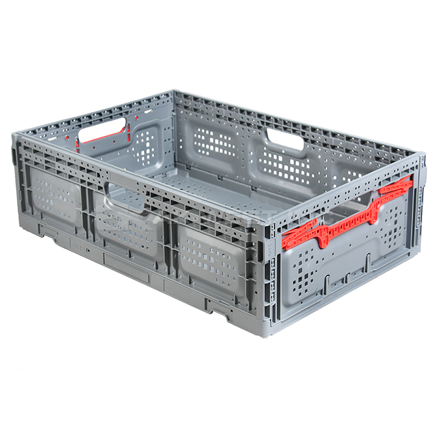 Grey, 23.62"L x 15.74"W x 7.33"H, Vented Collapsible Container