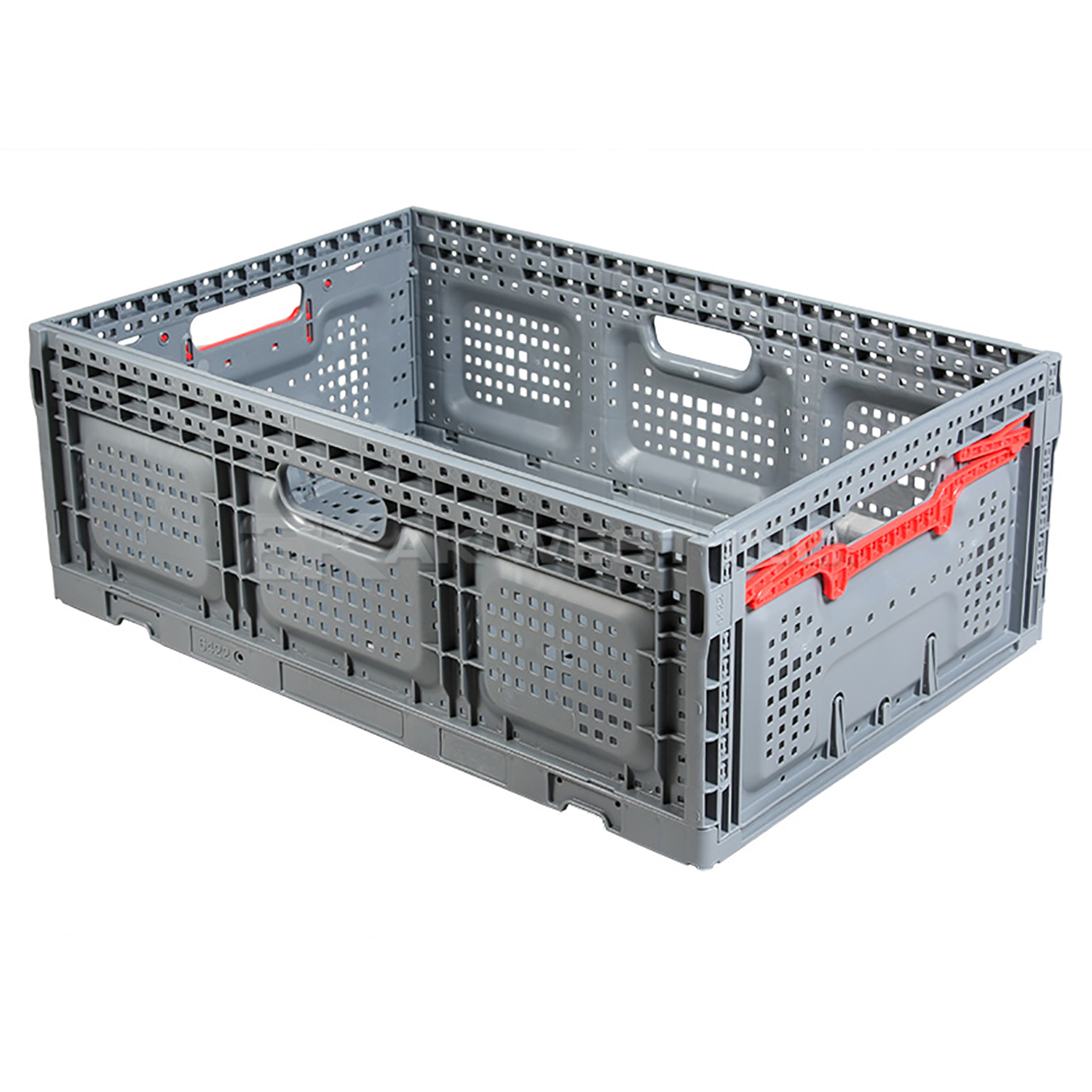Grey, 23.62"L x 15.74"W x 8.66"H, Vented Collapsible Container