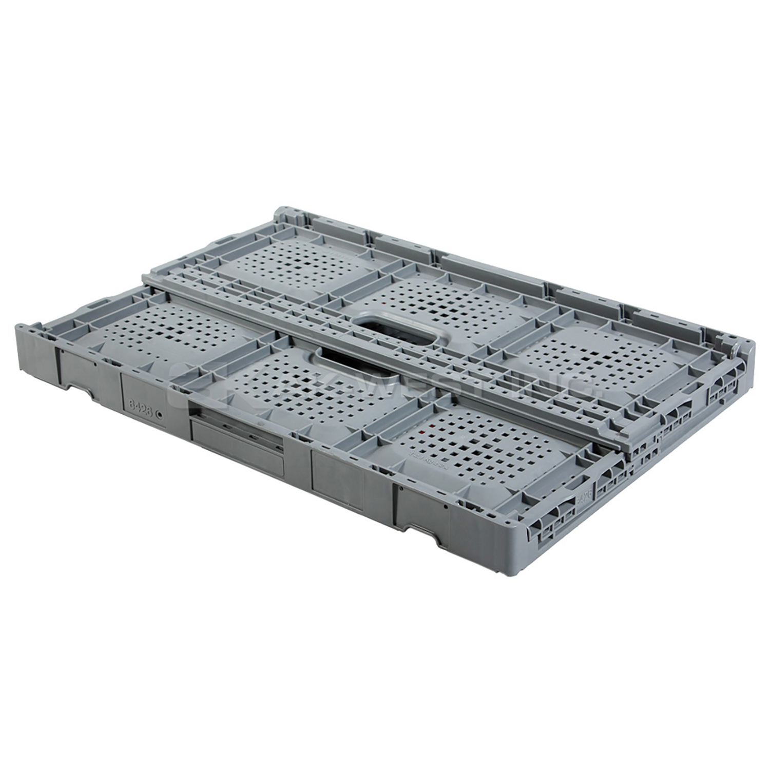 Grey, 23.62"L x 15.74"W x 10.23"H, Vented Collapsible Container