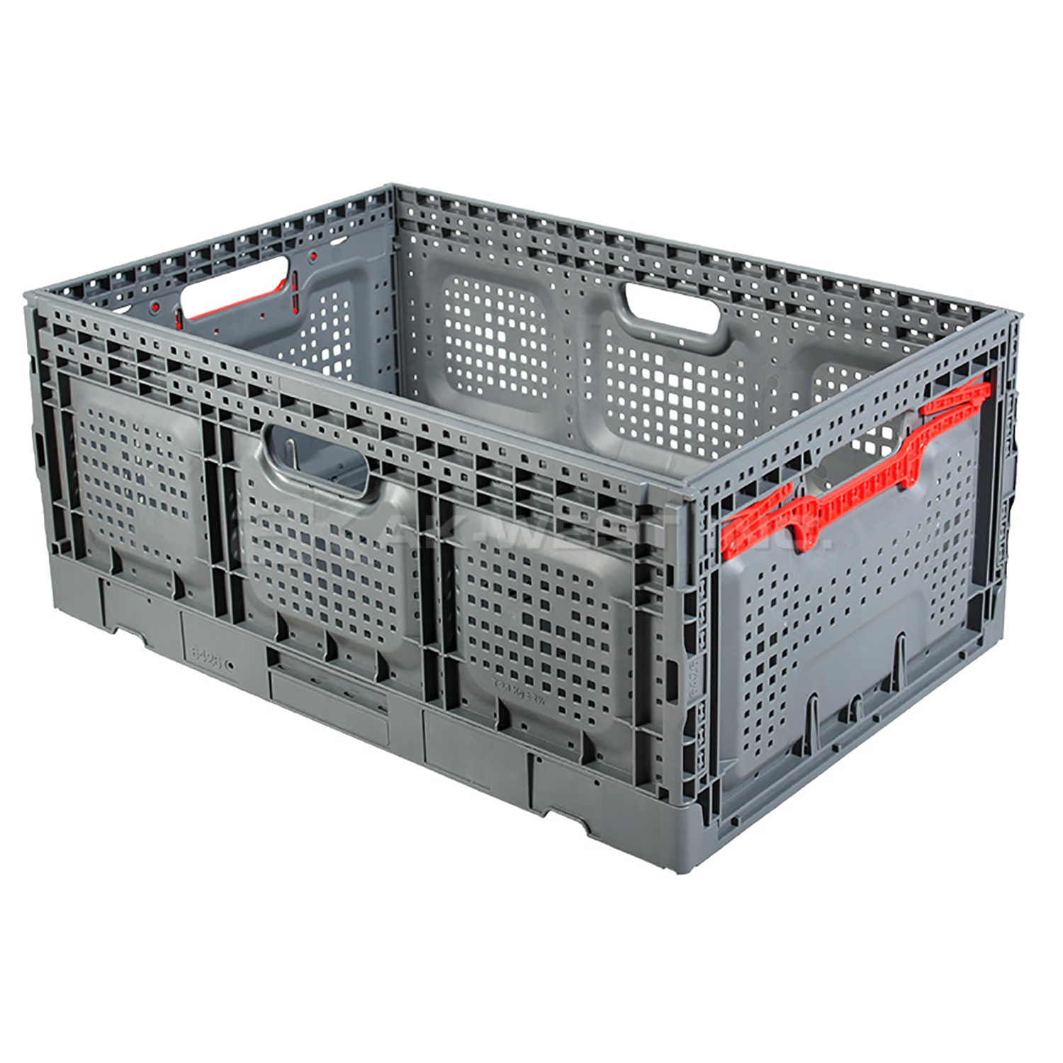 Grey, 23.62"L x 15.74"W x 10.23"H, Vented Collapsible Container
