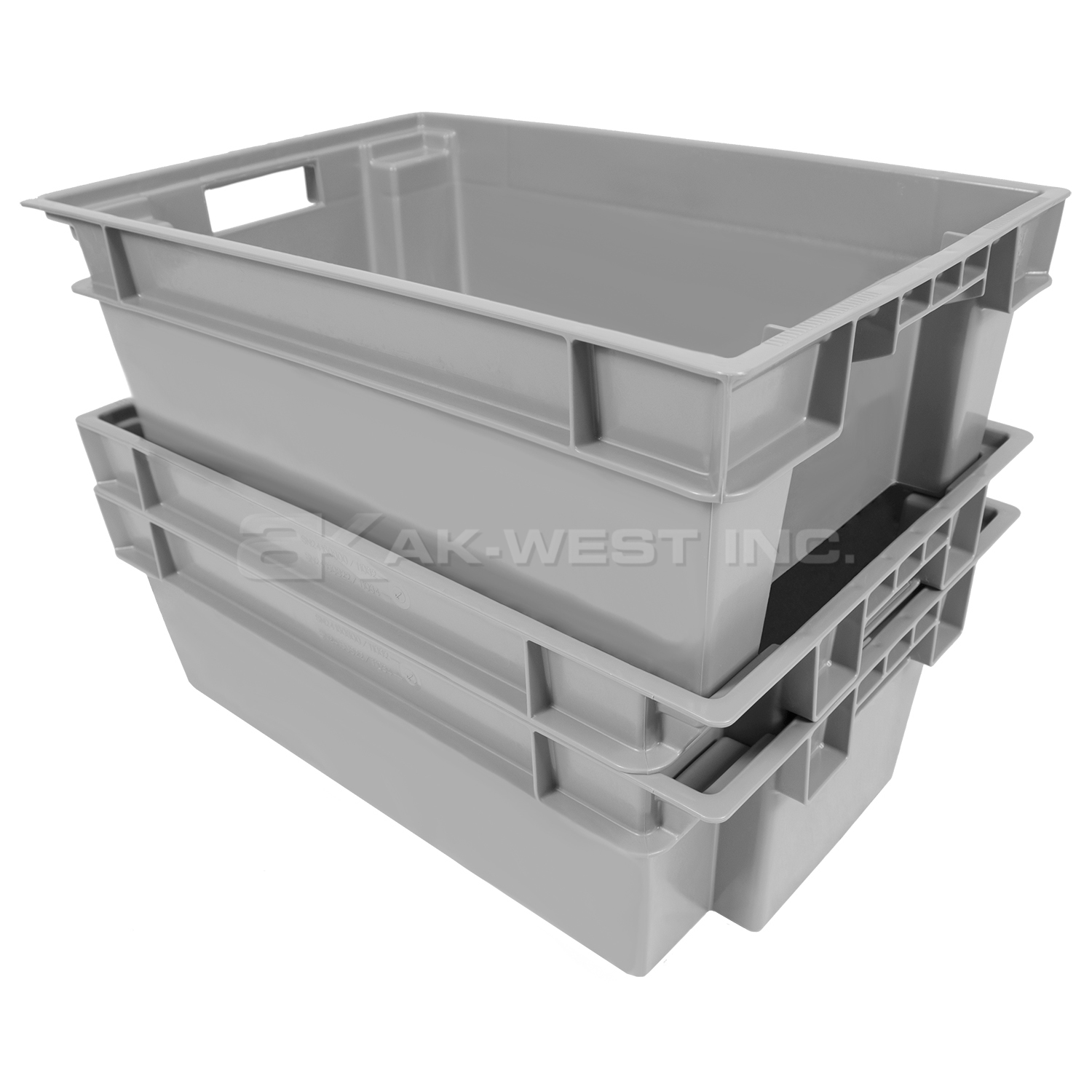 Grey, 24" x 16" x 8", Solid Stack and Nest Container, (Alt. M/N: AC11032