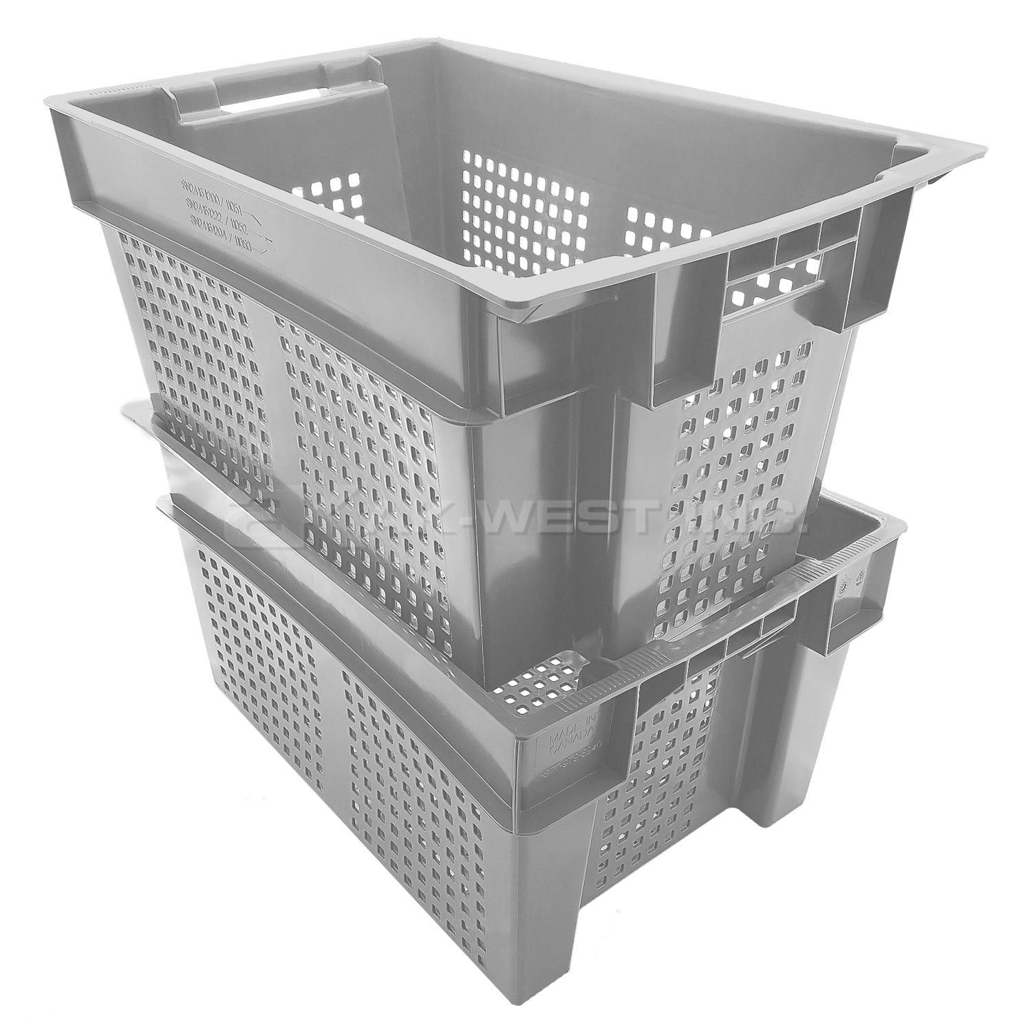 Grey, 24" x 16" x 12", Vented Stack and Nest Container, (Alt. M/N: AC11052)