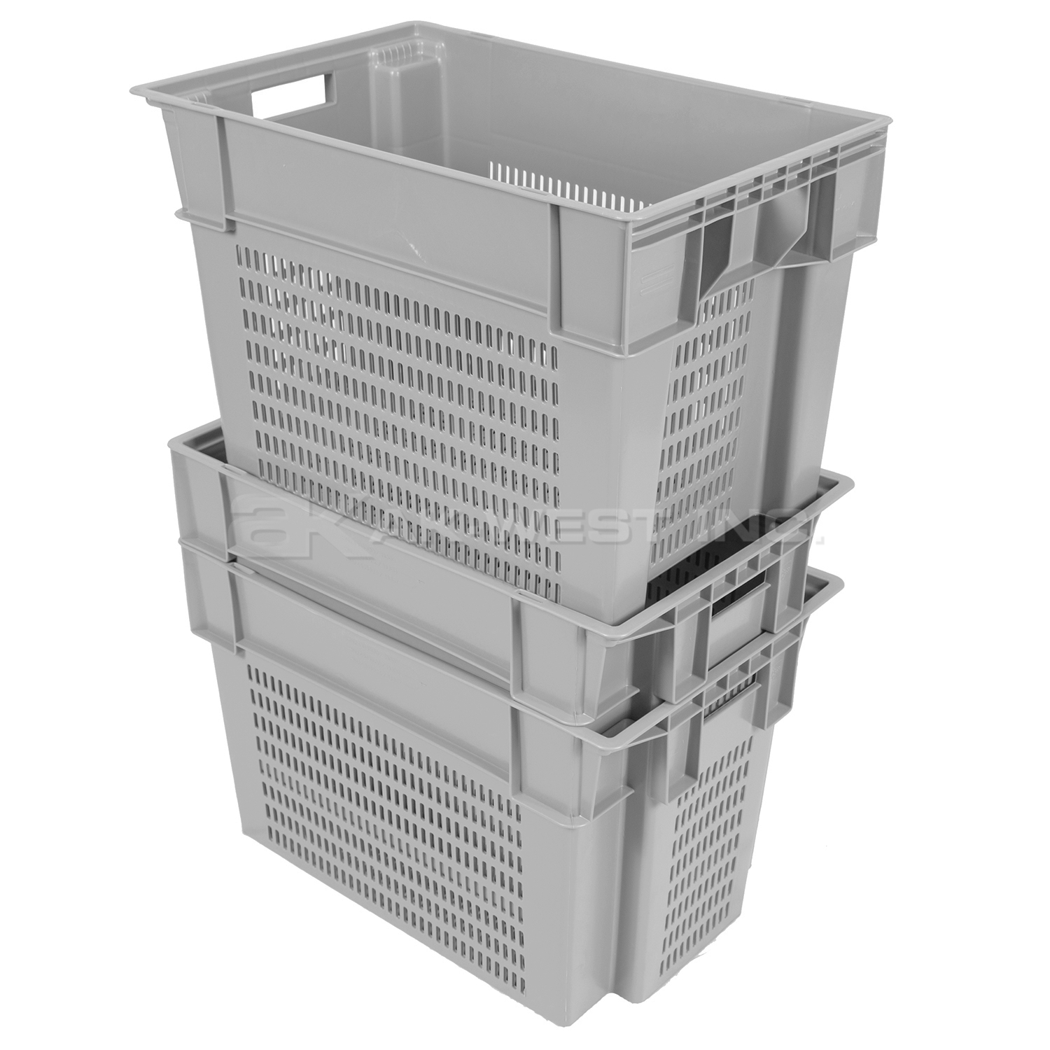 Grey, 24" x 16" x 16", Vented Stack and Nest Container, (Alt. M/N: AC11066)