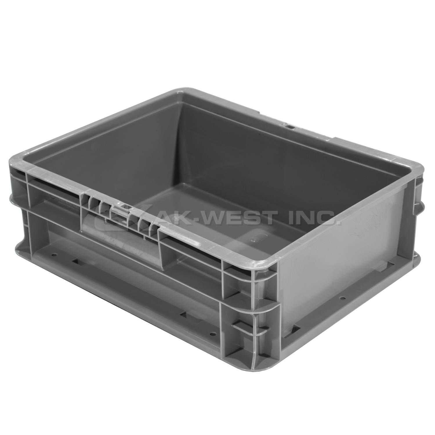 Grey, 15" x 12" x 5", Straight Wall Container