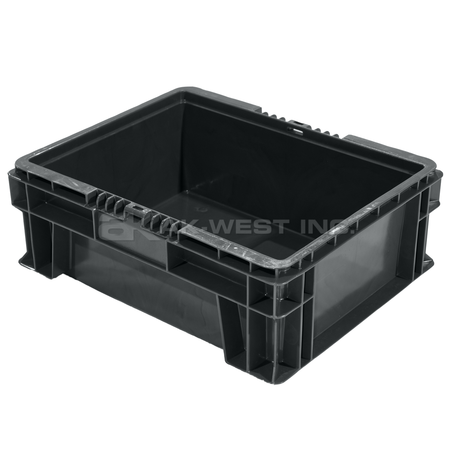 Grey, 15" x 12" x 6", Straight Wall Container