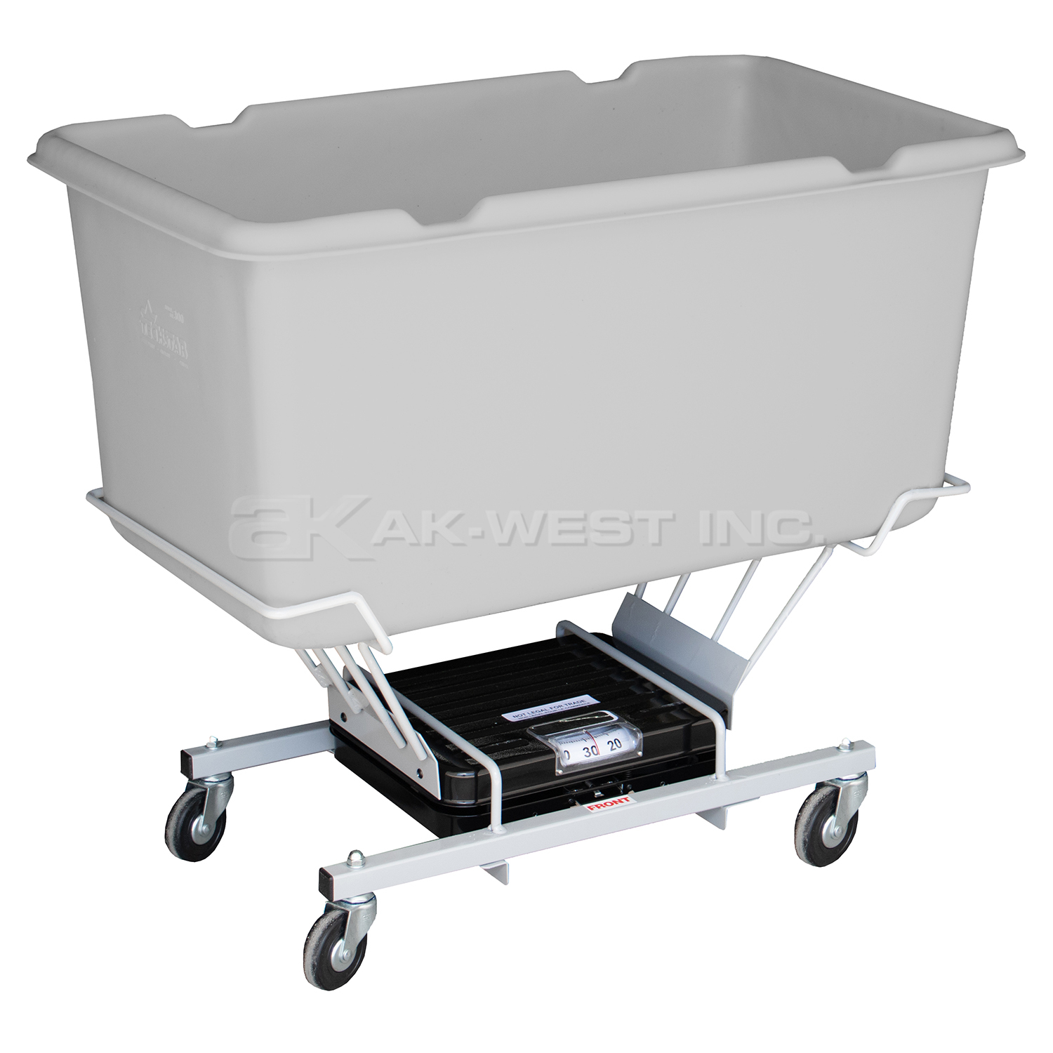 Grey, 33" x 19" x 29", 3" Corner Casters, 4 Bu. / 5 Cu. Ft., 250lb Cap., Scale Cart