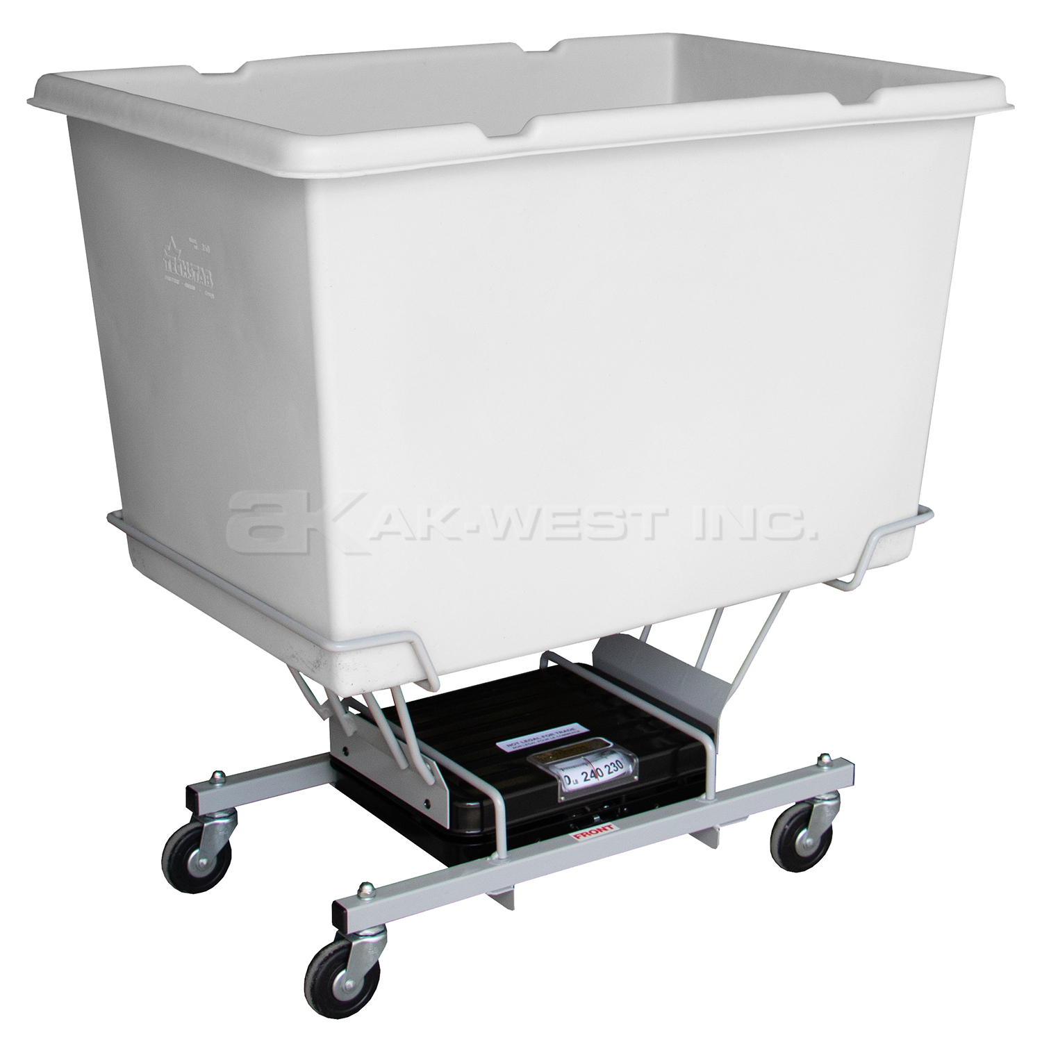 Grey, 33" x 23" x 33", 3" Corner Casters, 6 Bu. / 7 Cu. Ft., 250lb Cap., Scale Cart