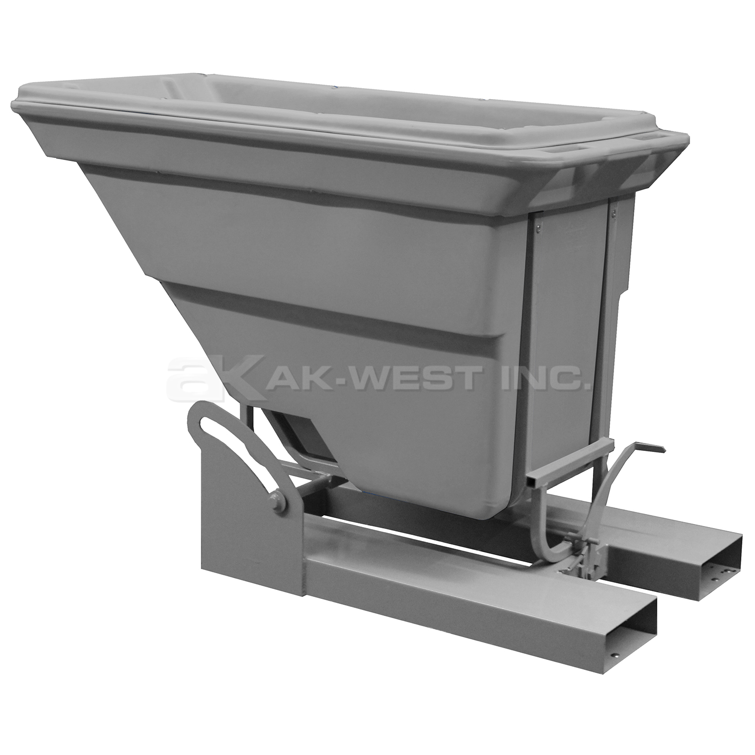 Grey, 57" x 28" x 41", 5/8 Cu. Yd., 900lb Cap., Self Dumping Hopper
