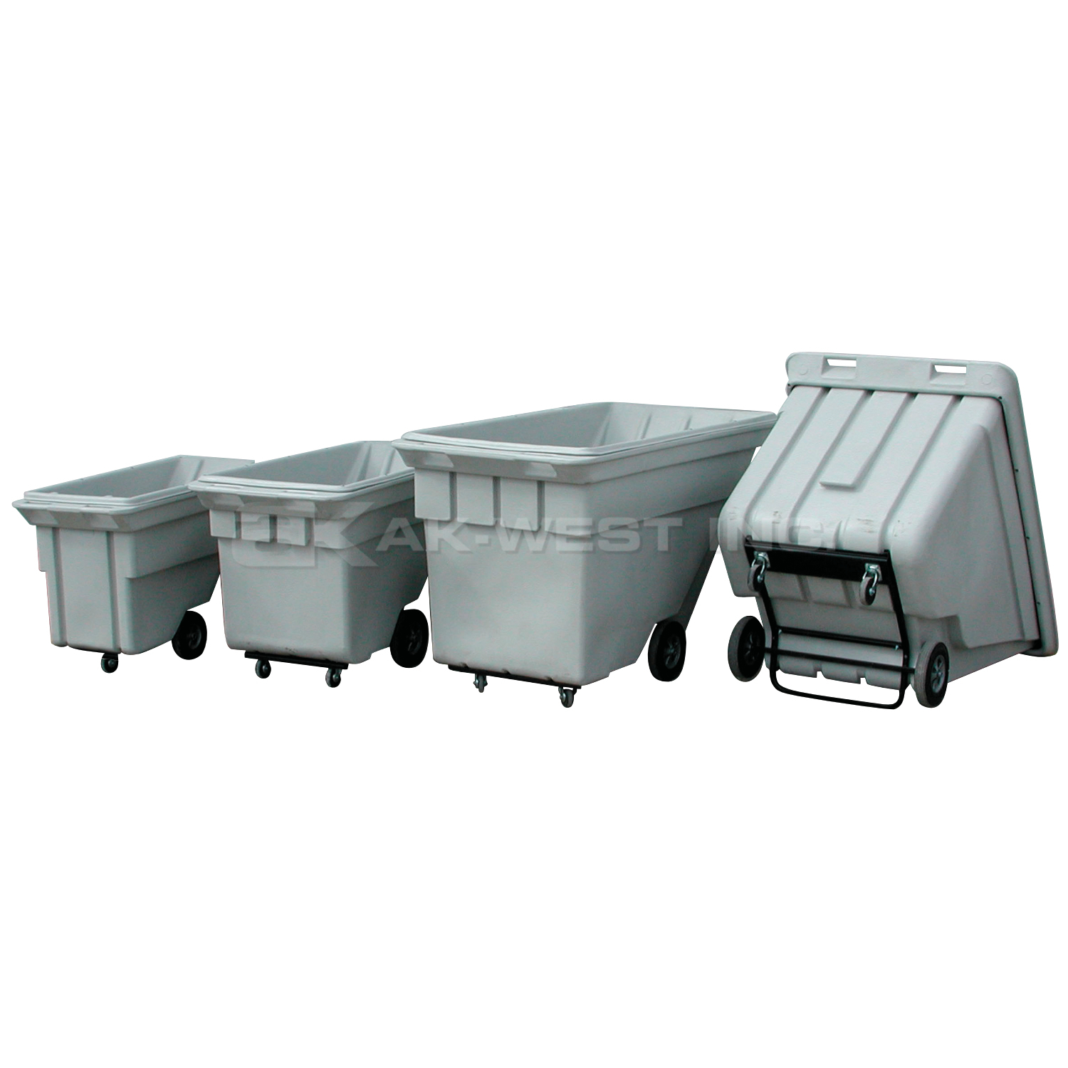 Grey, 68" x 36" x 42", 1.1 Cu. Yd., 1200lb Cap. Heavy Duty Tilt Truck