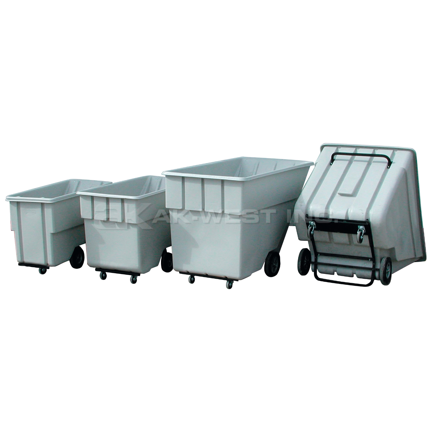 Grey, 63" x 35" x 40", 1.1 Cu. Yd., 500lb Cap. Medium Duty Tilt Truck