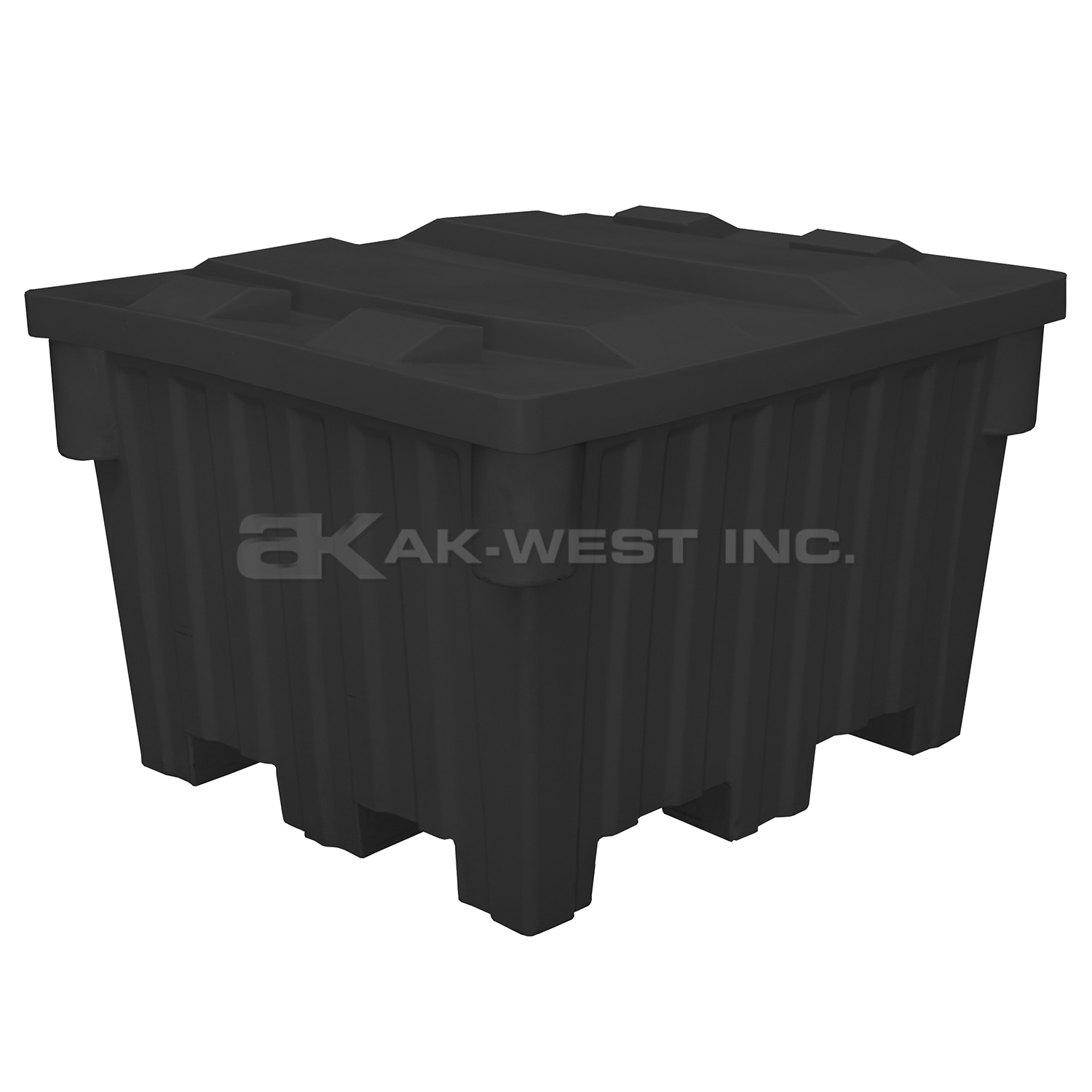 Black, 48" x 42" x 30", 24 Cu. Ft., 1200lb Cap., Nesting Forklift Bin w/ Lid