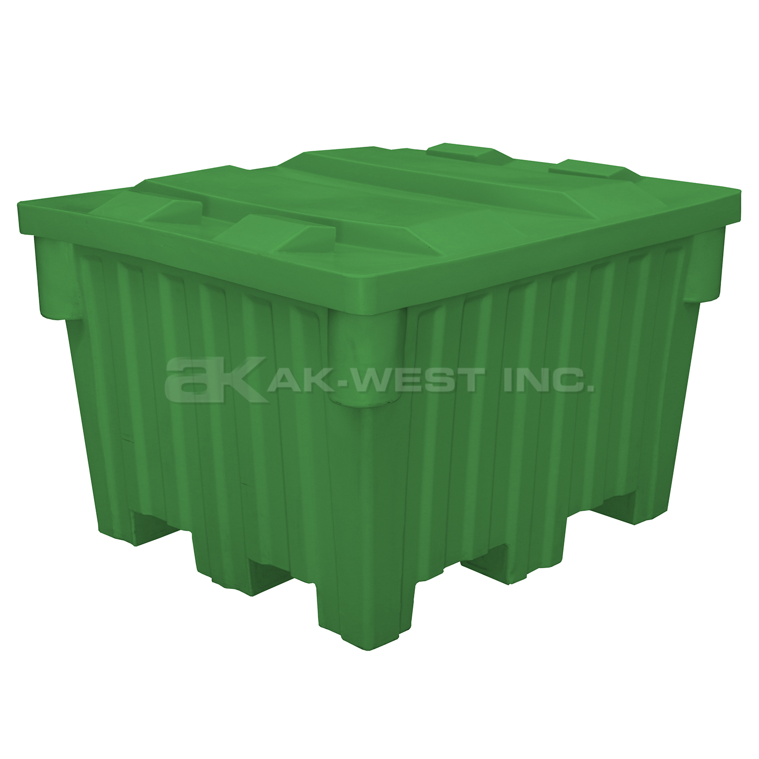 Green, 48" x 42" x 30", 24 Cu. Ft., 1200lb Cap., Nesting Forklift Bin w/ Lid