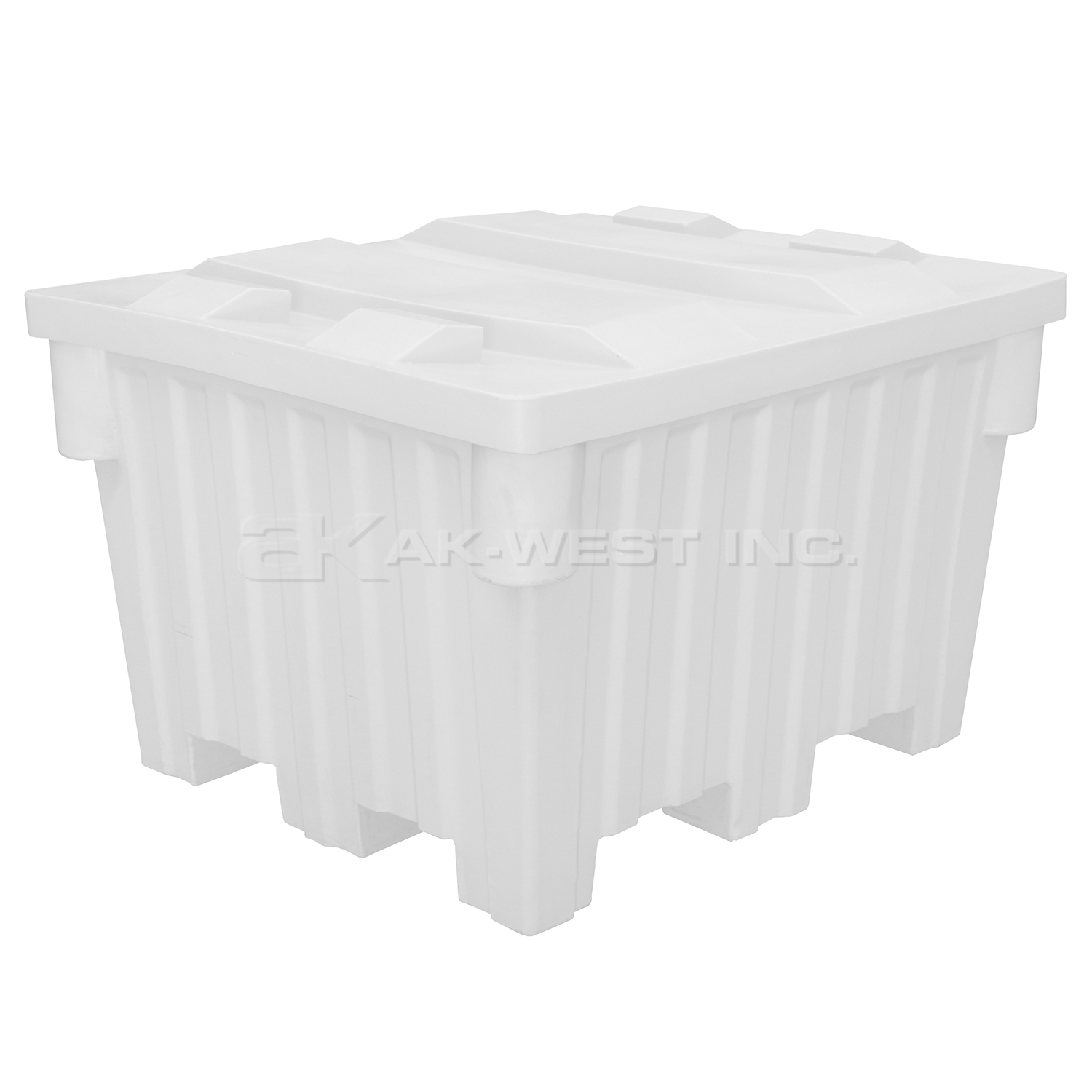White, 48" x 42" x 30", 24 Cu. Ft., 1200lb Cap., Nesting Forklift Bin w/ Lid