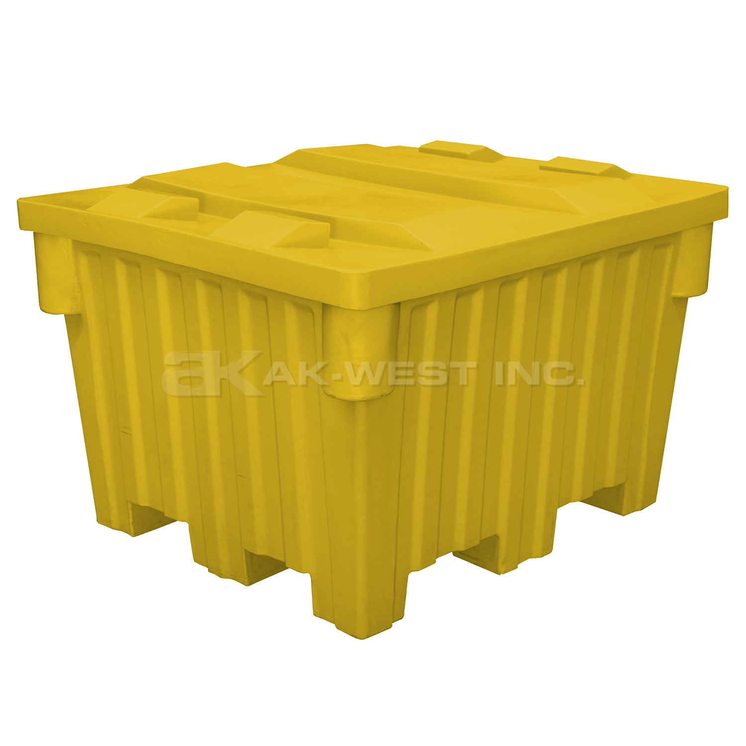 Yellow, 48" x 42" x 30", 24 Cu. Ft., 1200lb Cap., Nesting Forklift Bin w/ Lid