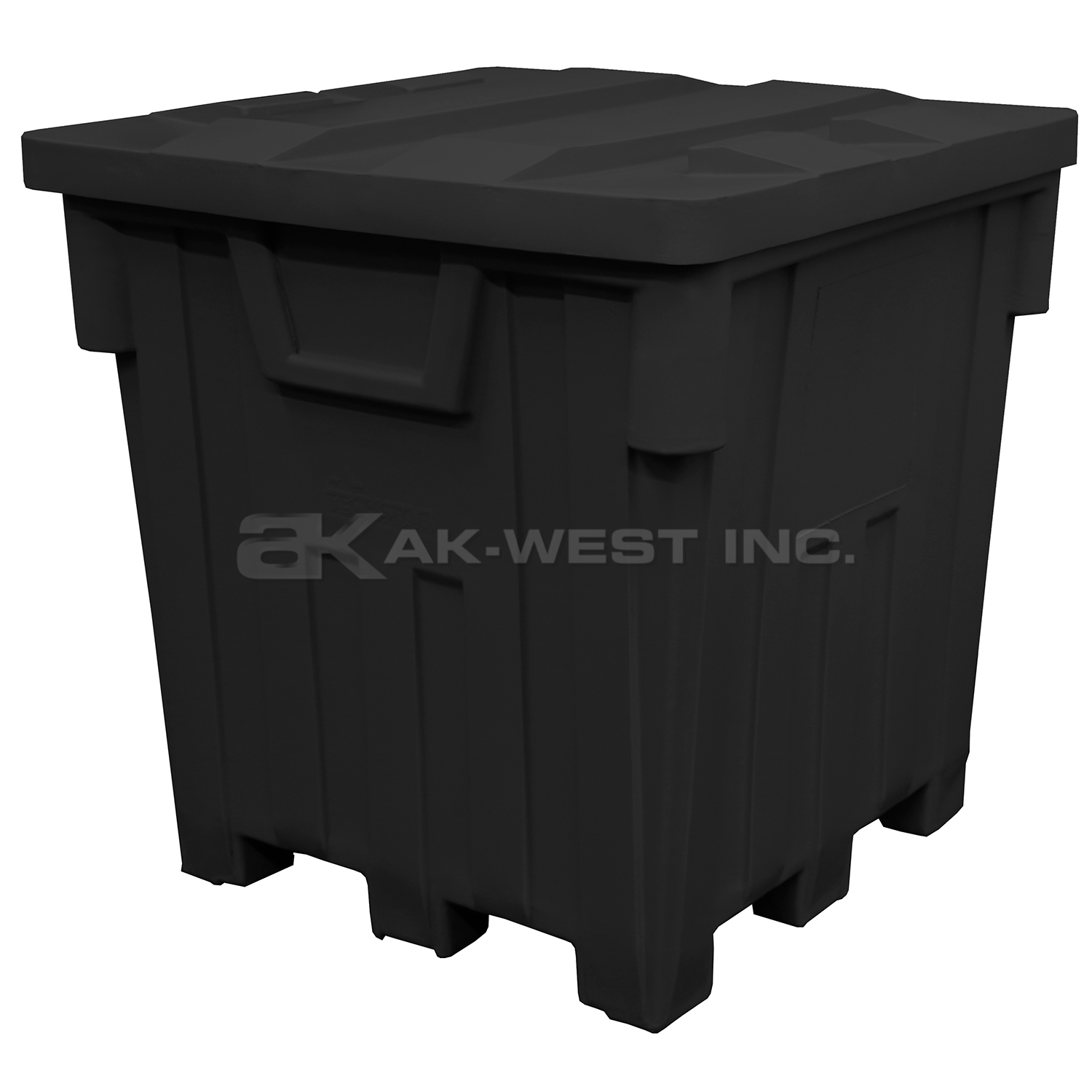 Black, 44" x 44" x 46", 38 Cu. Ft., 2000lb Cap., Nesting Forklift Bin w/ Lid