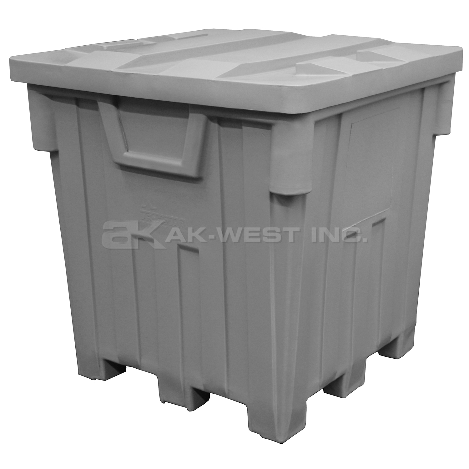 Grey, 44" x 44" x 46", 38 Cu. Ft., 2000lb Cap., Nesting Forklift Bin w/ Lid