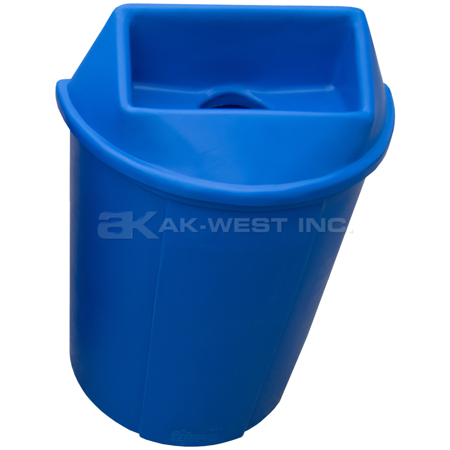 Blue, 22.5" x 12.25" x 36", 15 Gal. / 68 Litres, Half Moon Bullseye w/ Hole