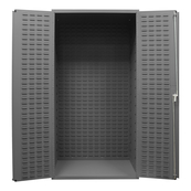 Grey, 36" x 24" x 72" Heavy Duty, 14Ga. Steel, Lockable, Flush Door, Customizable Cabinet w/ Louvered Doors and Back