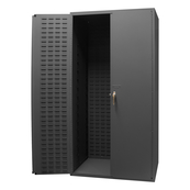 Grey, 36" x 24" x 72" Heavy Duty, 14Ga. Steel, Lockable, Flush Door, Customizable Cabinet w/ Louvered Doors and Back