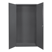 Grey, 36" x 18" x 72" Heavy Duty, 14Ga. Steel, Lockable, Flush Door, Customizable Cabinet w/ Louvered Back